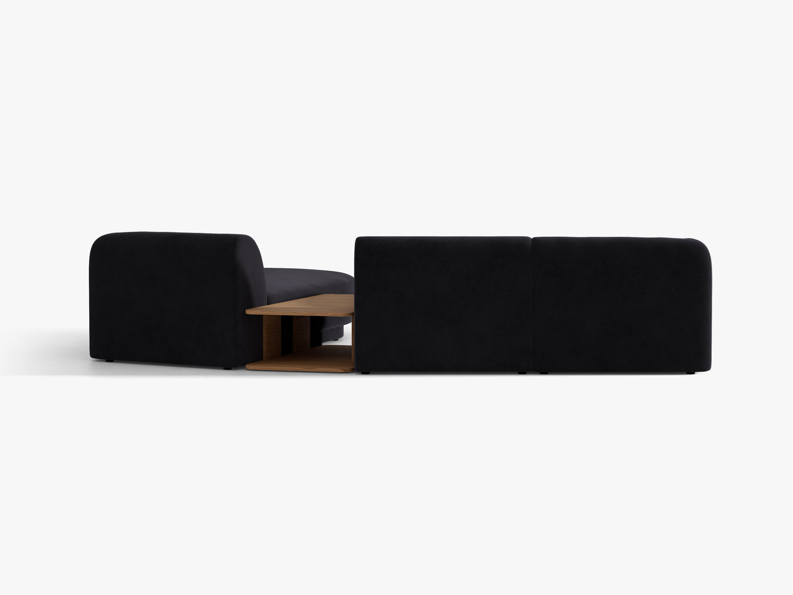 Micadoni Modulares Sofa Miley mit Recamiere 3-Sitzer Rechts Samt Venus Schwarz