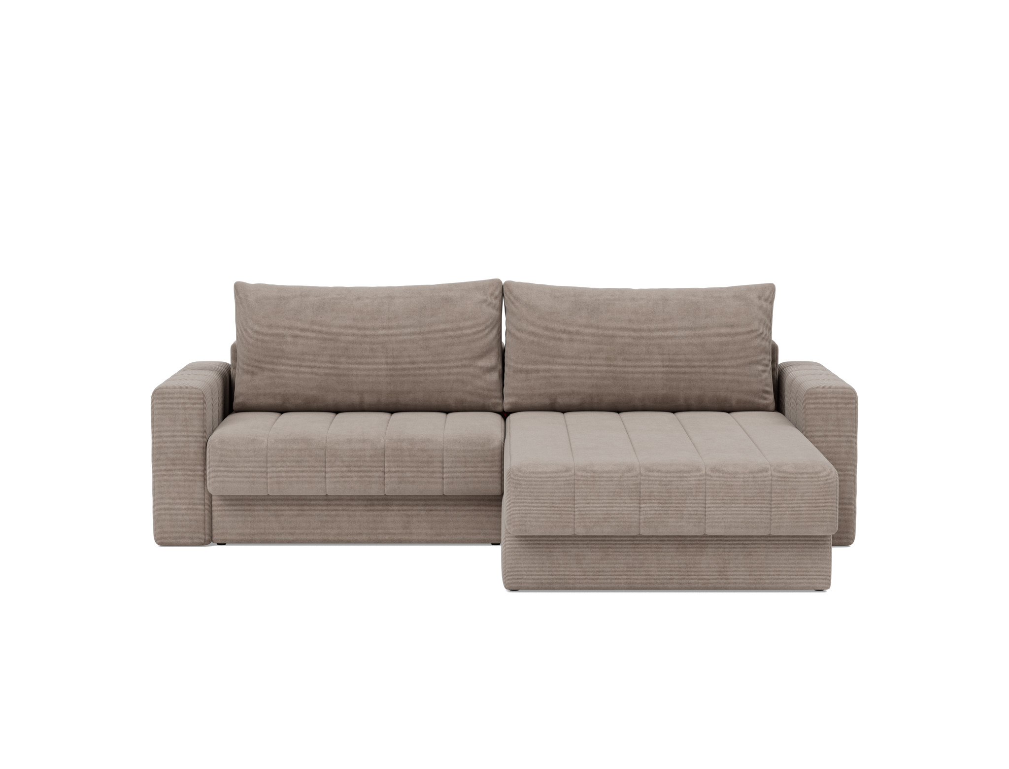 Schlafsofa Akello mit Chaiselongue und Armlehnen Kord Cordufine 318-Beige