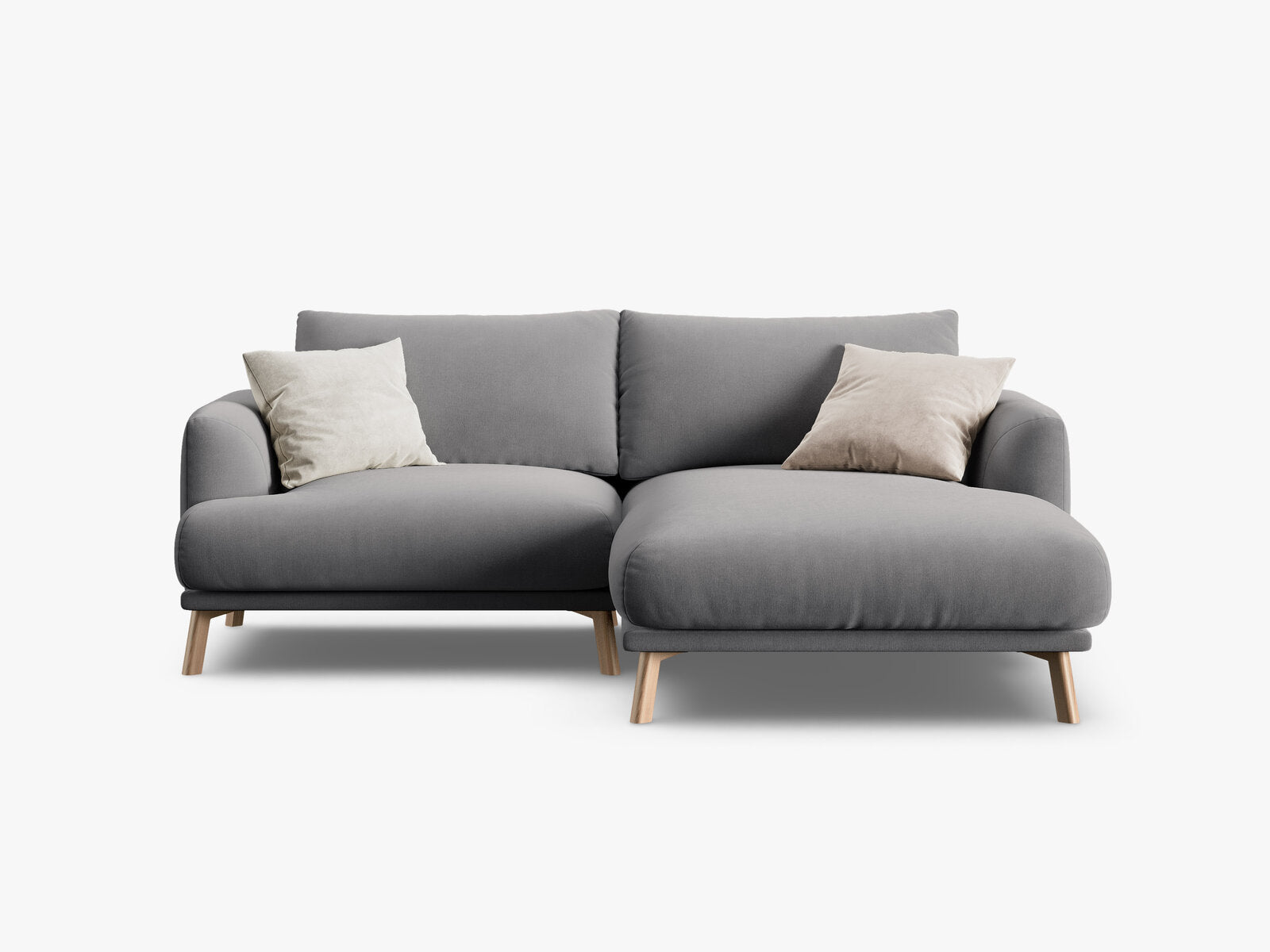 Micadoni Ecksofa Naomi 3-Sitzer kleine Version Rechts Samt Salvador Grau