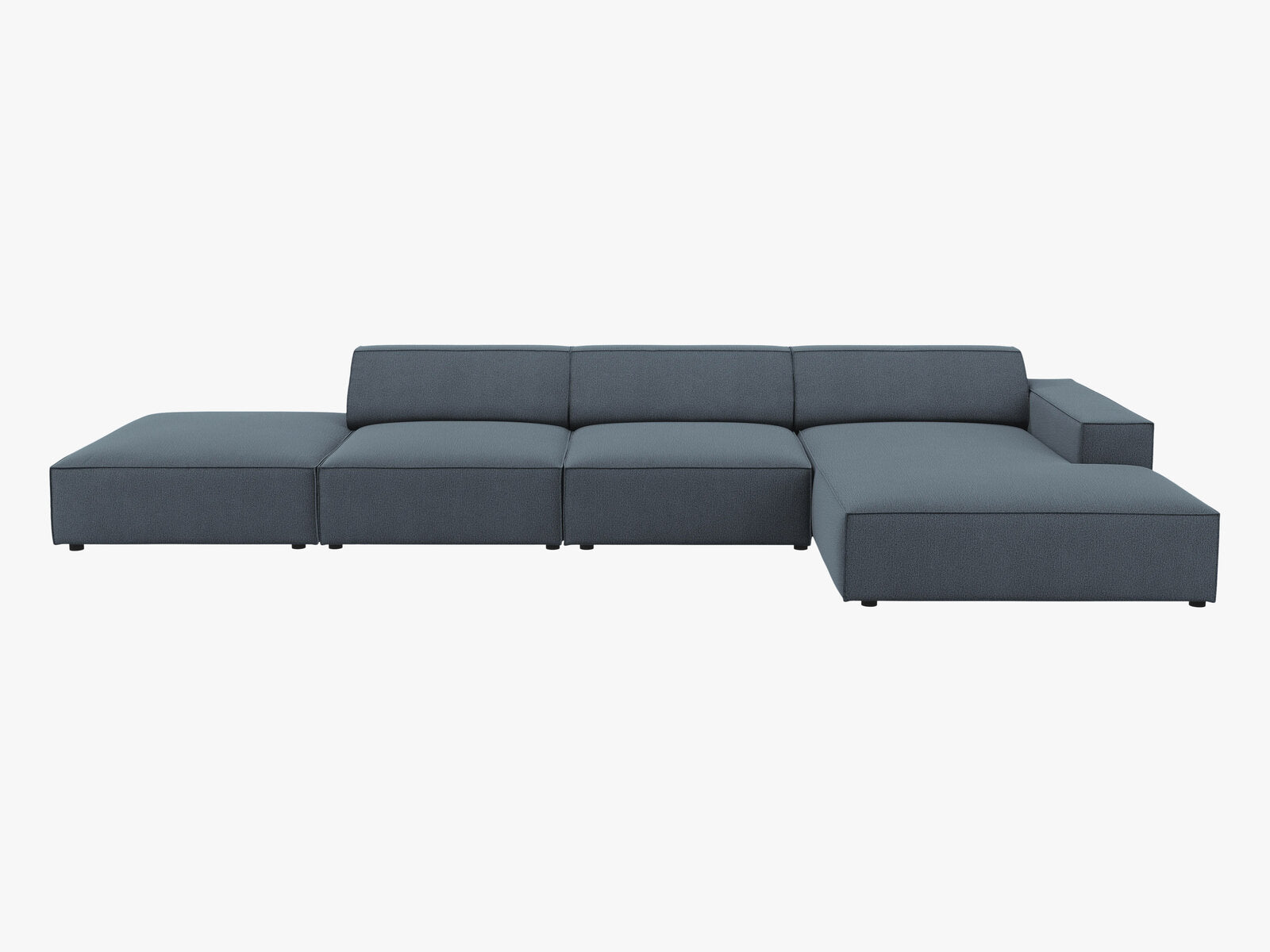 Micadoni Ecksofa Jodie 5-Sitzer Rechts Strukturierter Stoff Megan Blau