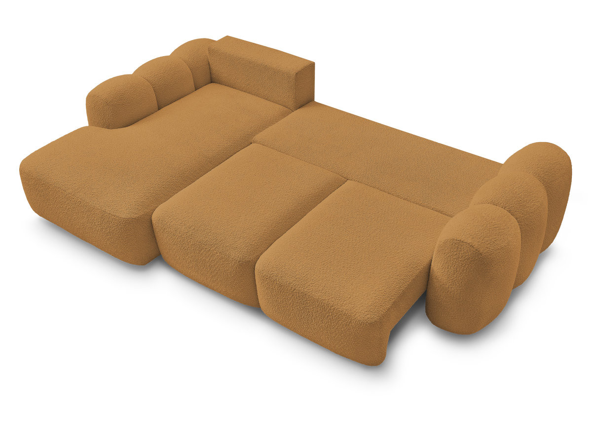 Bobochic Montaigne Ecksofa mit Schlaffunktion und Bettkasten 276 × 164 cm Bouclé-Stoff Gelb Ecke links