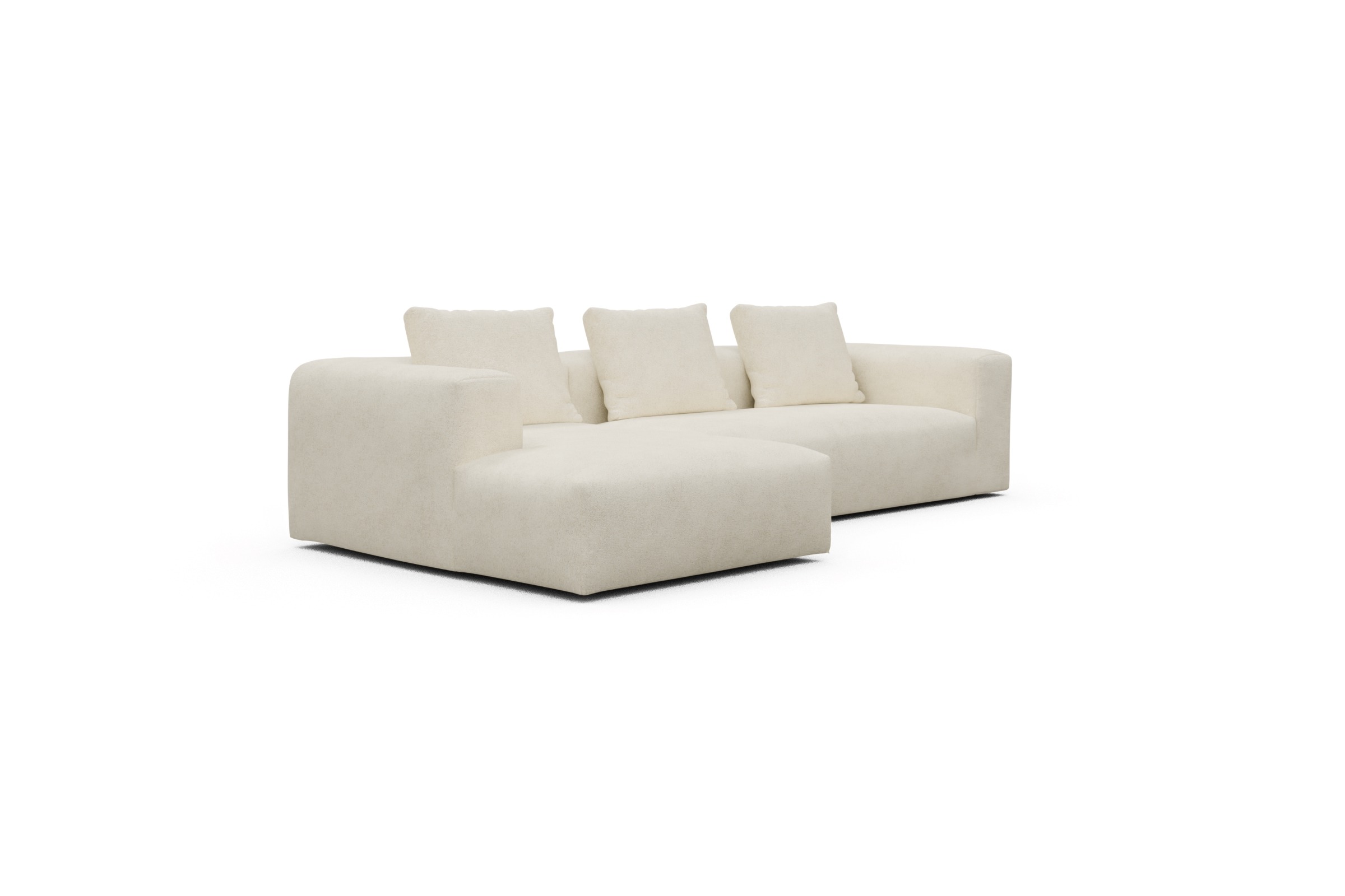 Ecksofa Fred Chaiselongue links mit 2,5-Sitzer Boucle-Off-White