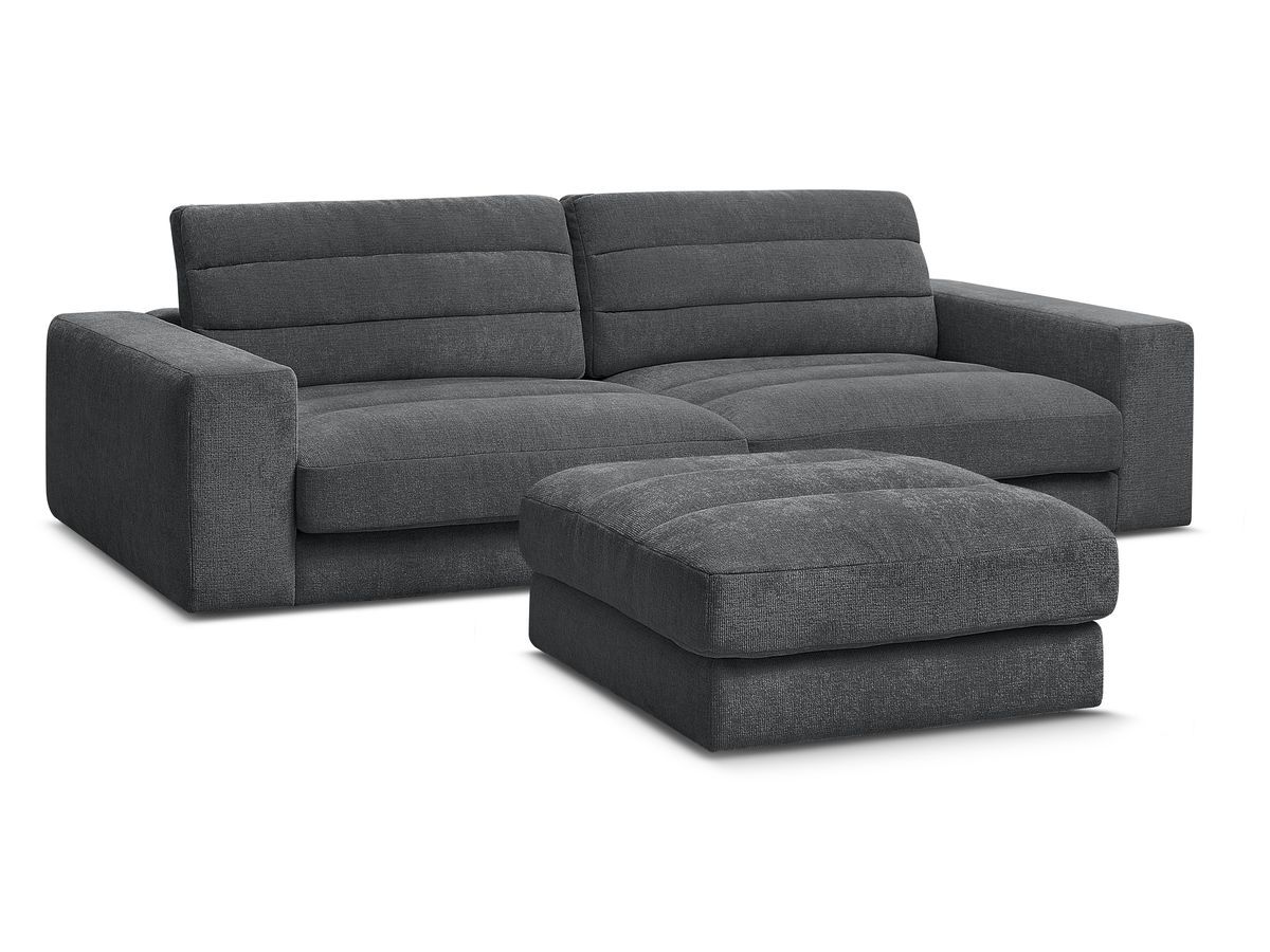 Bobochic Sierra Sofa 4-Sitzer mit Pouf Strukturstoff Dunkelgrau