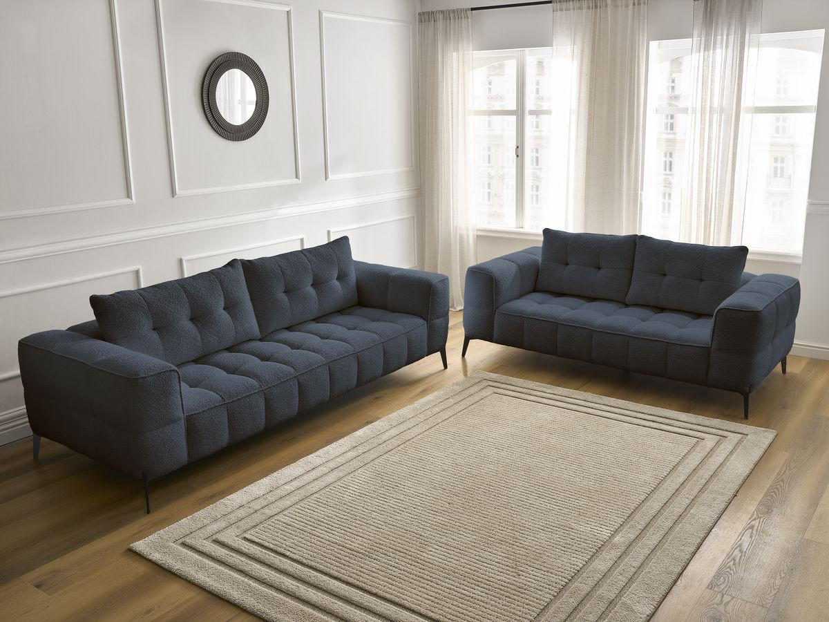 Bobochic Anis Sofa 5-Sitzer Bouclé-Stoff Dunkelblau