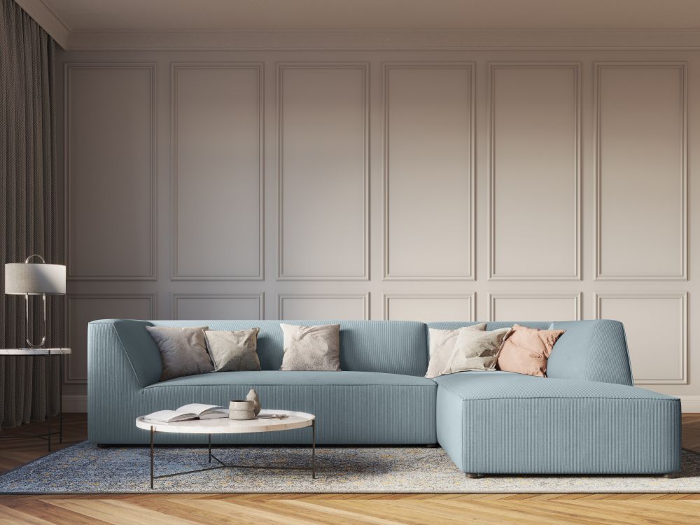 Cosmopolitan Design Ecksofa Siena 4-Sitzer Kord Scala Hellblau Rechts