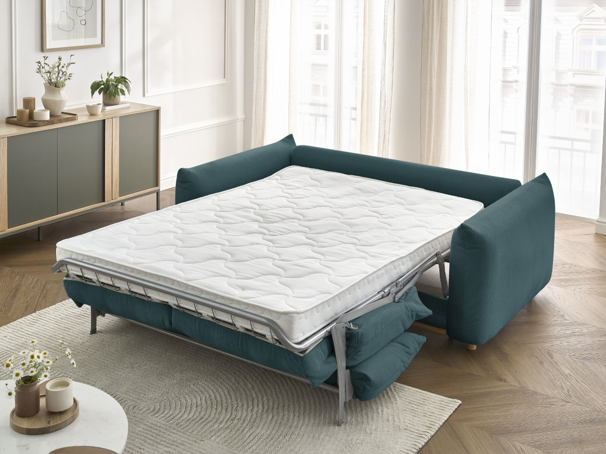 Bobochic Ernest Schlafsofa 3-Sitzer, Liegefläche 190 × 140 / 160 cm Stoff Dunkelblau, Liegefläche 140 × 190 cm