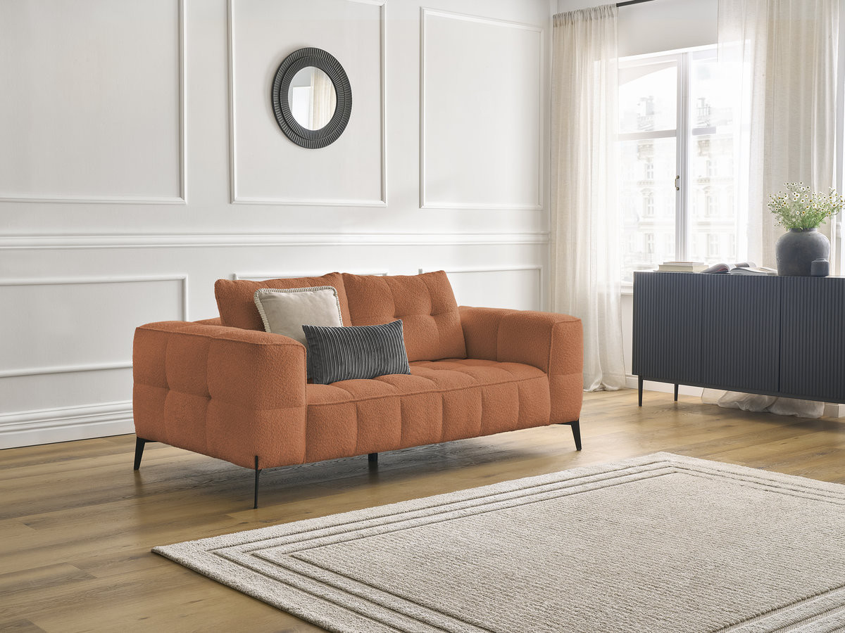 Bobochic Anis Sofa 2-Sitzer Bouclé-Stoff Orange