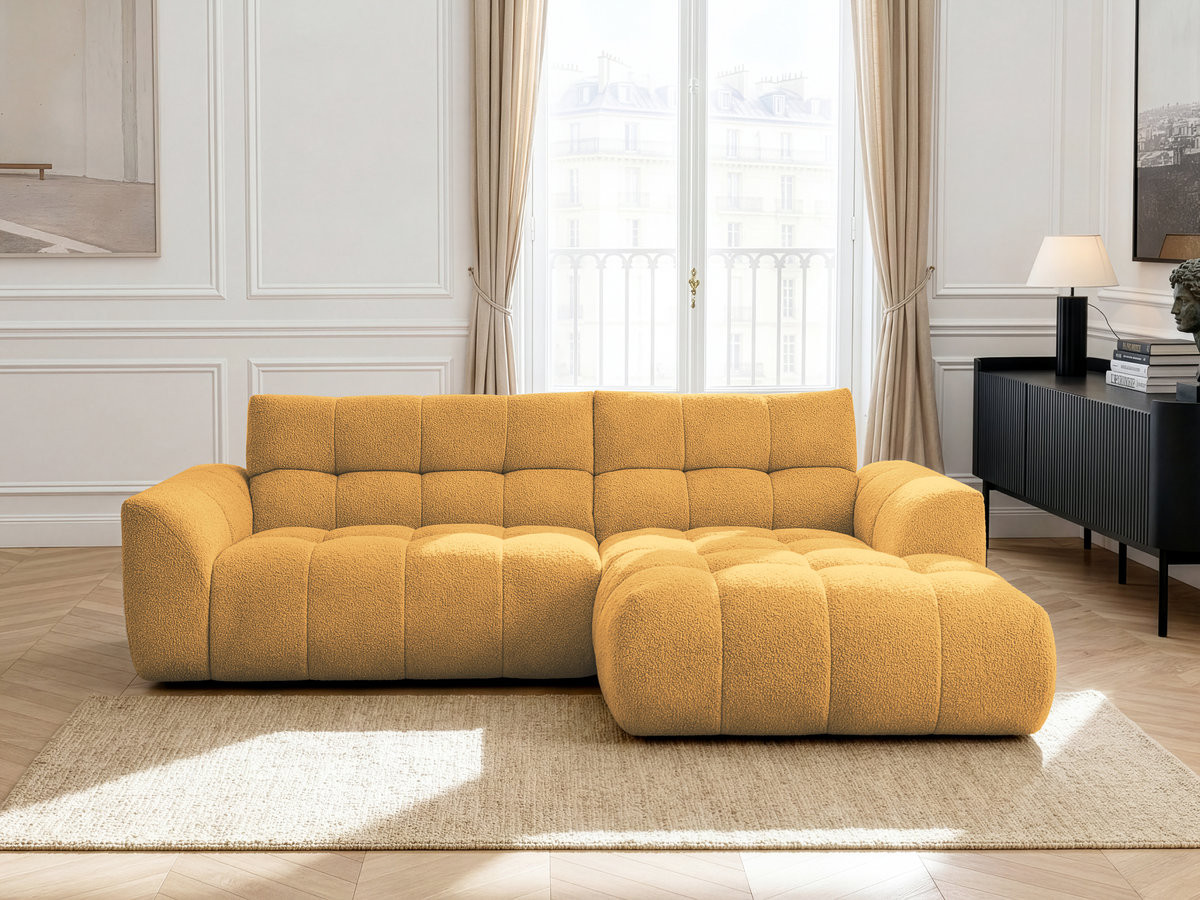 Bobochic Jaya Ecksofa Chenille Gelb Ecke rechts