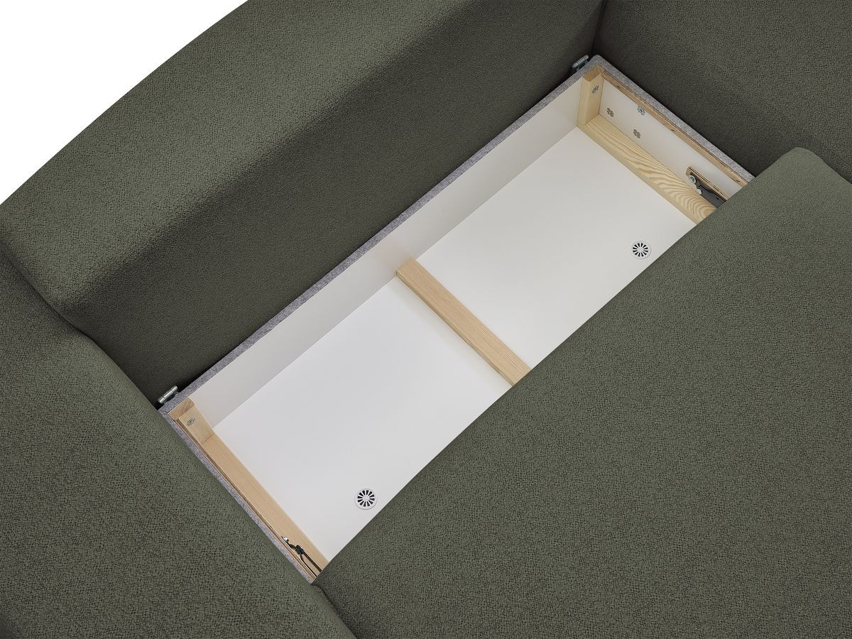 Bobochic Voltaire Ecksofa mit Schlaffunktion und Bettkasten Melange-Stoff Grün