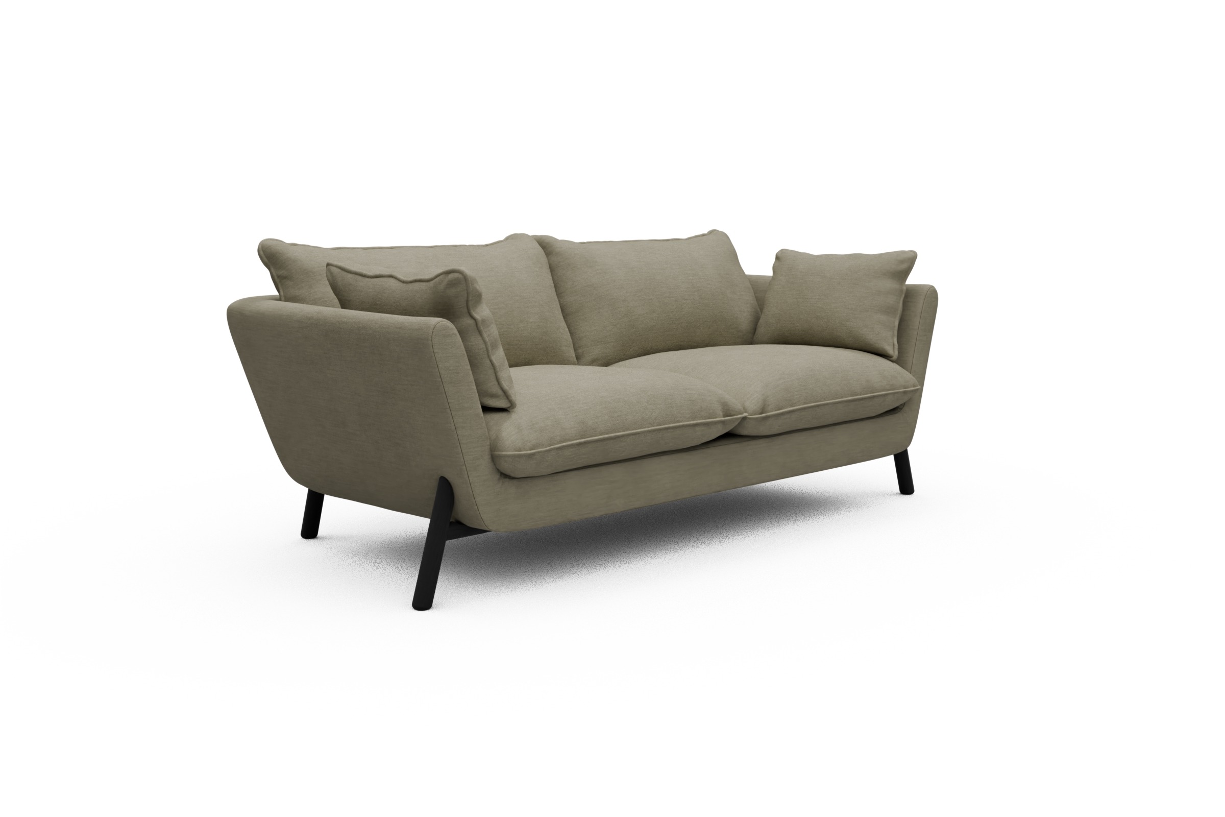 Sofa Emil PREMIUM 2-Sitzer Beinfarbe Eiche Schwarz Vivus-Dusty-Sand