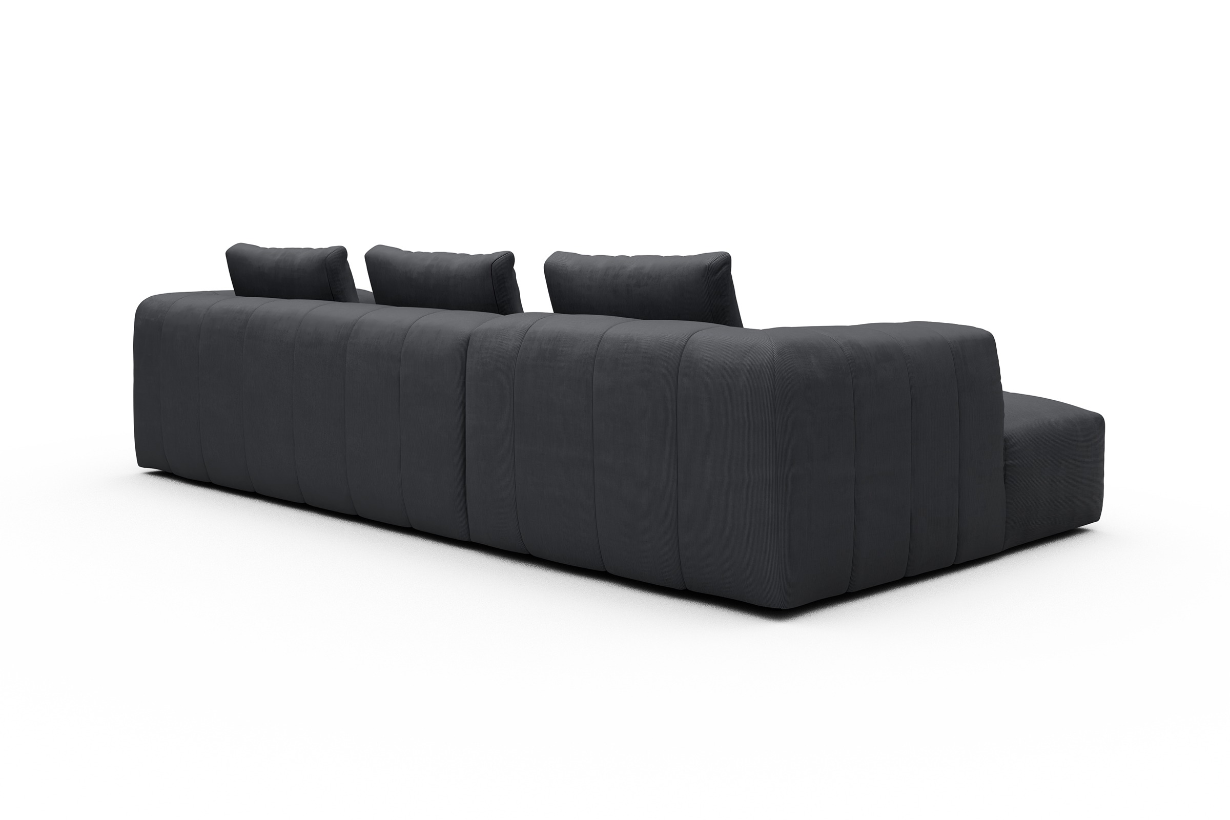 Ecksofa Hugo 2,5-Sitzer Armlehne rechts mit Chaiselongue Cordufine-Slate-Grey