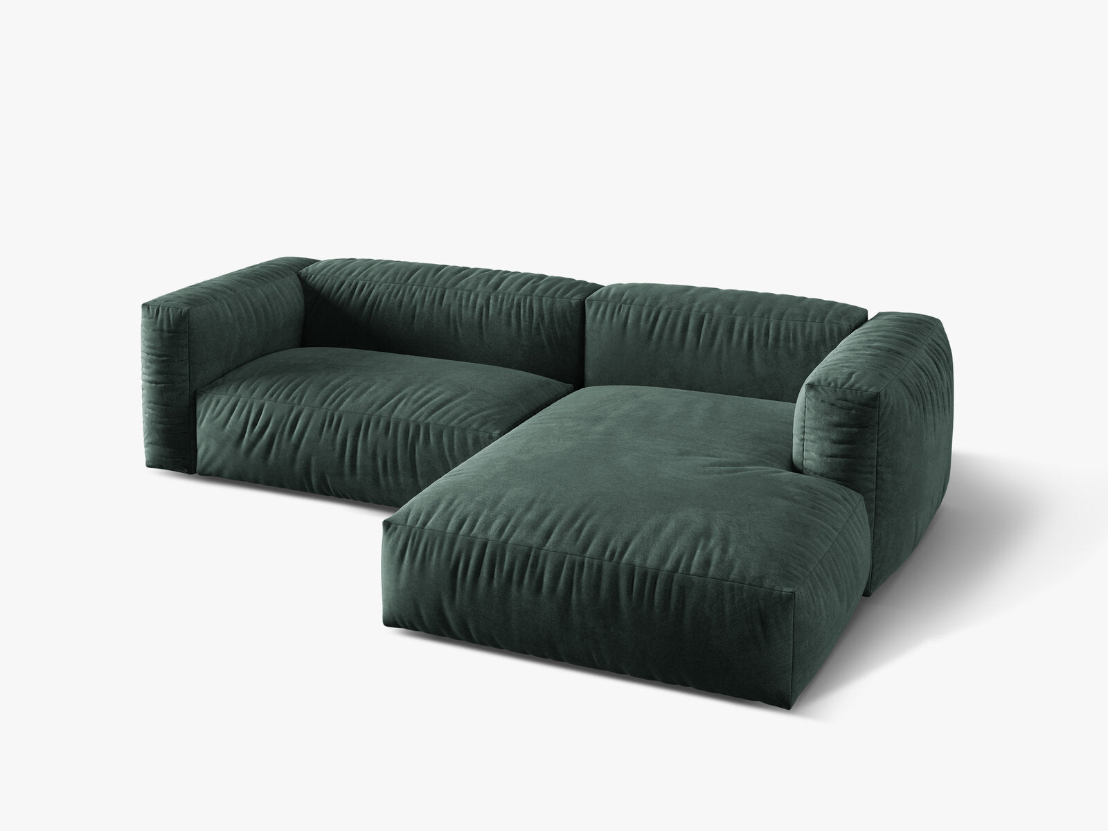 Micadoni Ecksofa Martina 2-Sitzer Rechts Samt Vogue Petrol