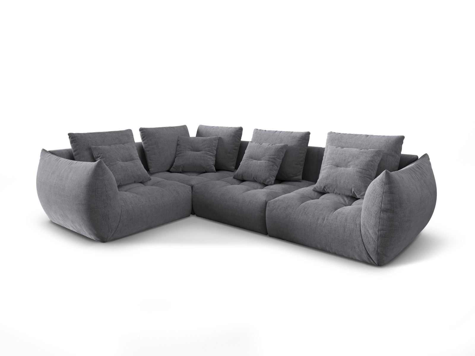 Micadoni Ecksofa Bloom 4-Sitzer Links Strukturierter Stoff Grau