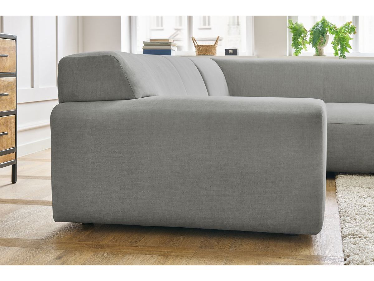 Bobochic Lavena Ecksofa 312 × 220 cm Samt Hellgrau Ecke rechts