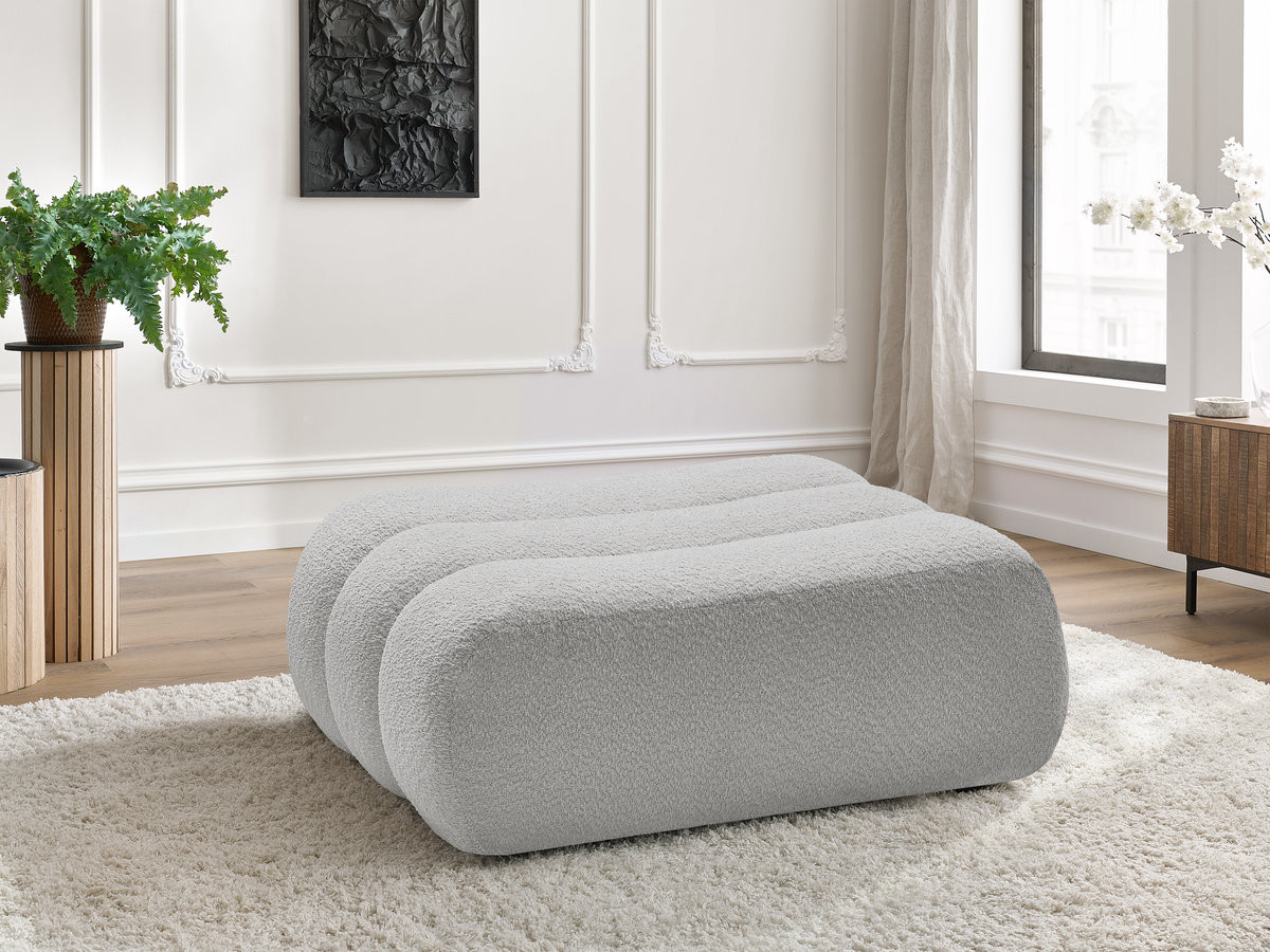 Bobochic Azra Pouf Bouclé-Stoff Hellgrau