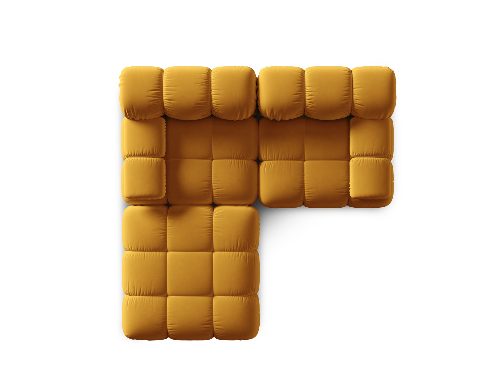 Micadoni Modulares Sofa Bellis 3-Sitzer mit flachem Modul Samt Bluvel Gelb