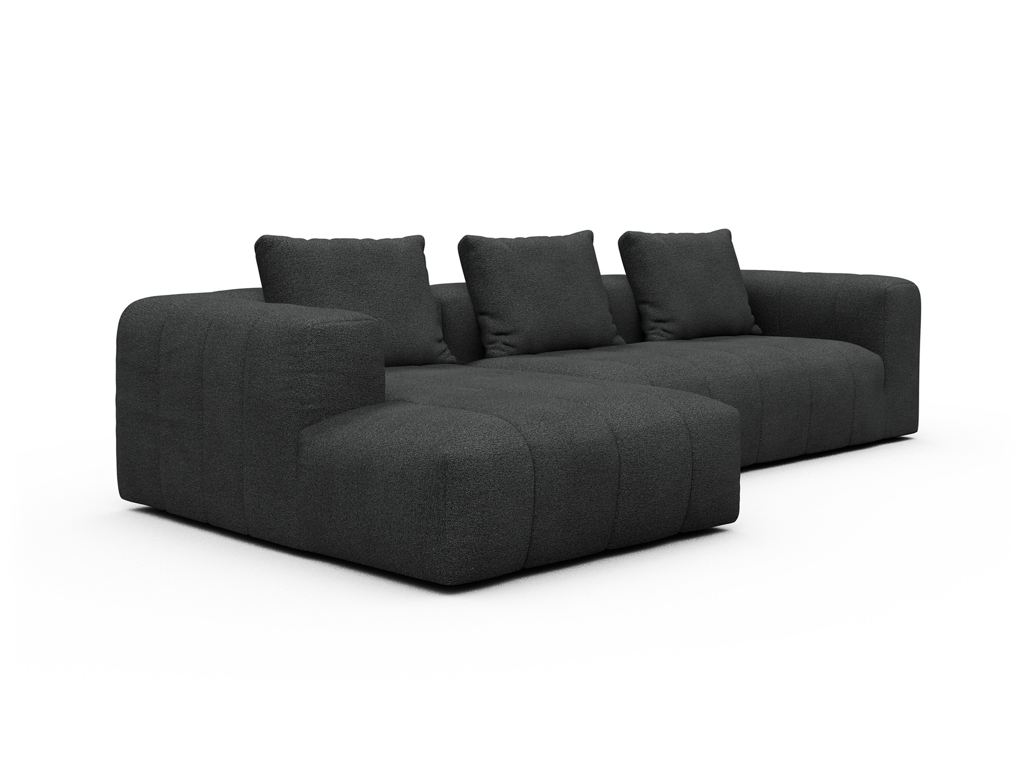 Hugo 2,5-Sitzer Armlehne rechts mit Chaiselongue Boucle-Charcoal moebelfaktor