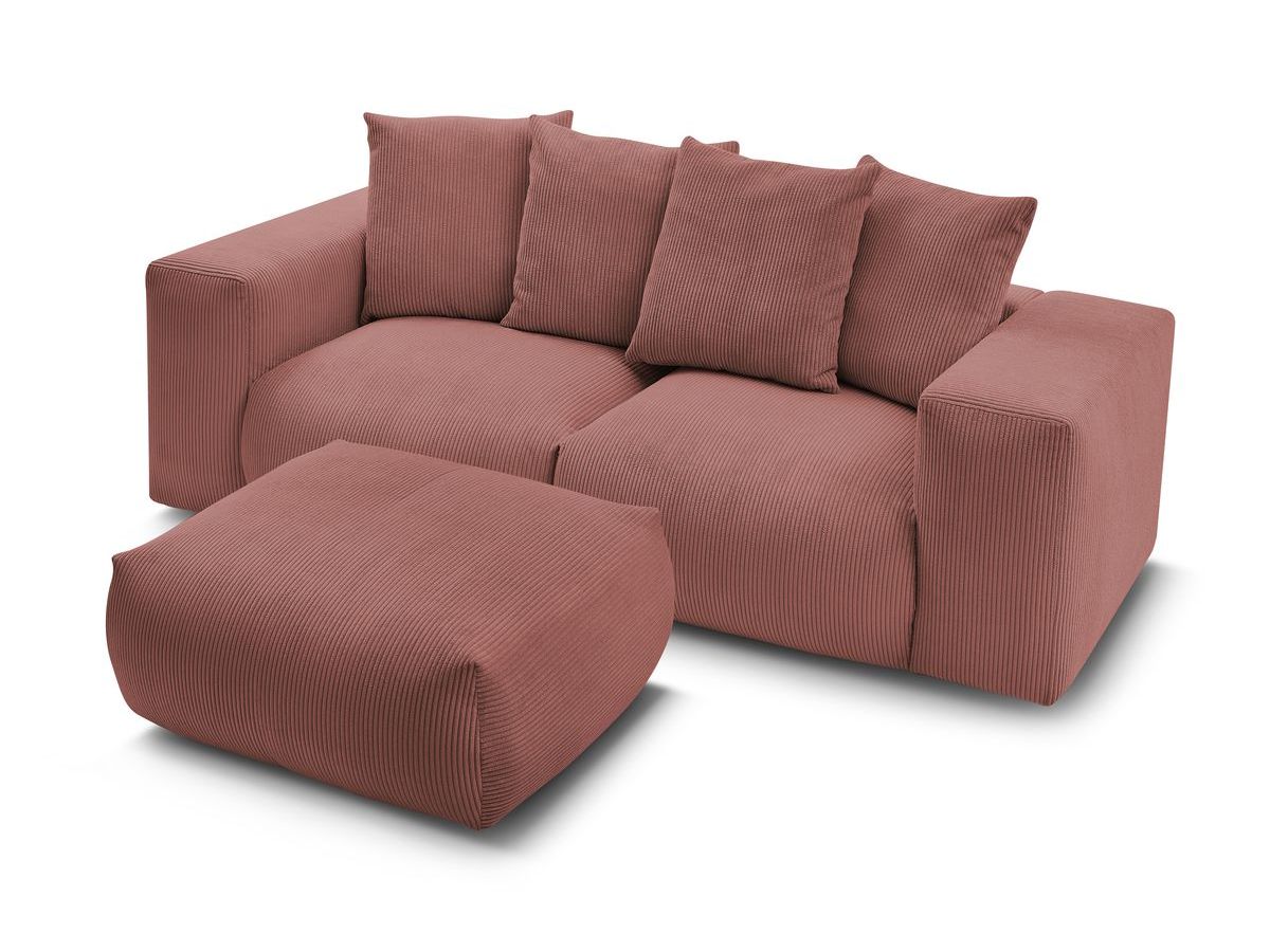 Bobochic Voltaire Sofa 4-Sitzer mit Pouf 248 × 100 cm Cordsamt Rosa