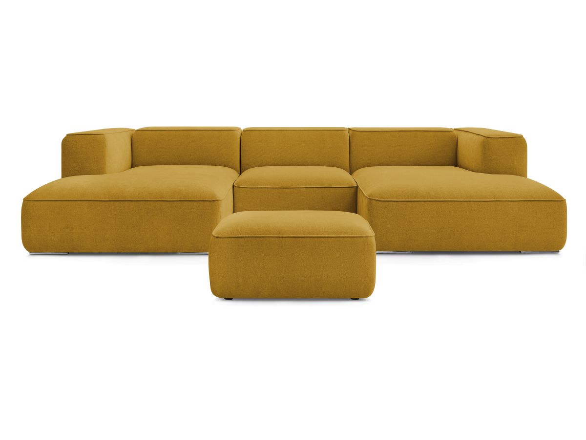 Bobochic Zephyr Wohnlandschaft mit Pouf Strukturstoff Gelb
