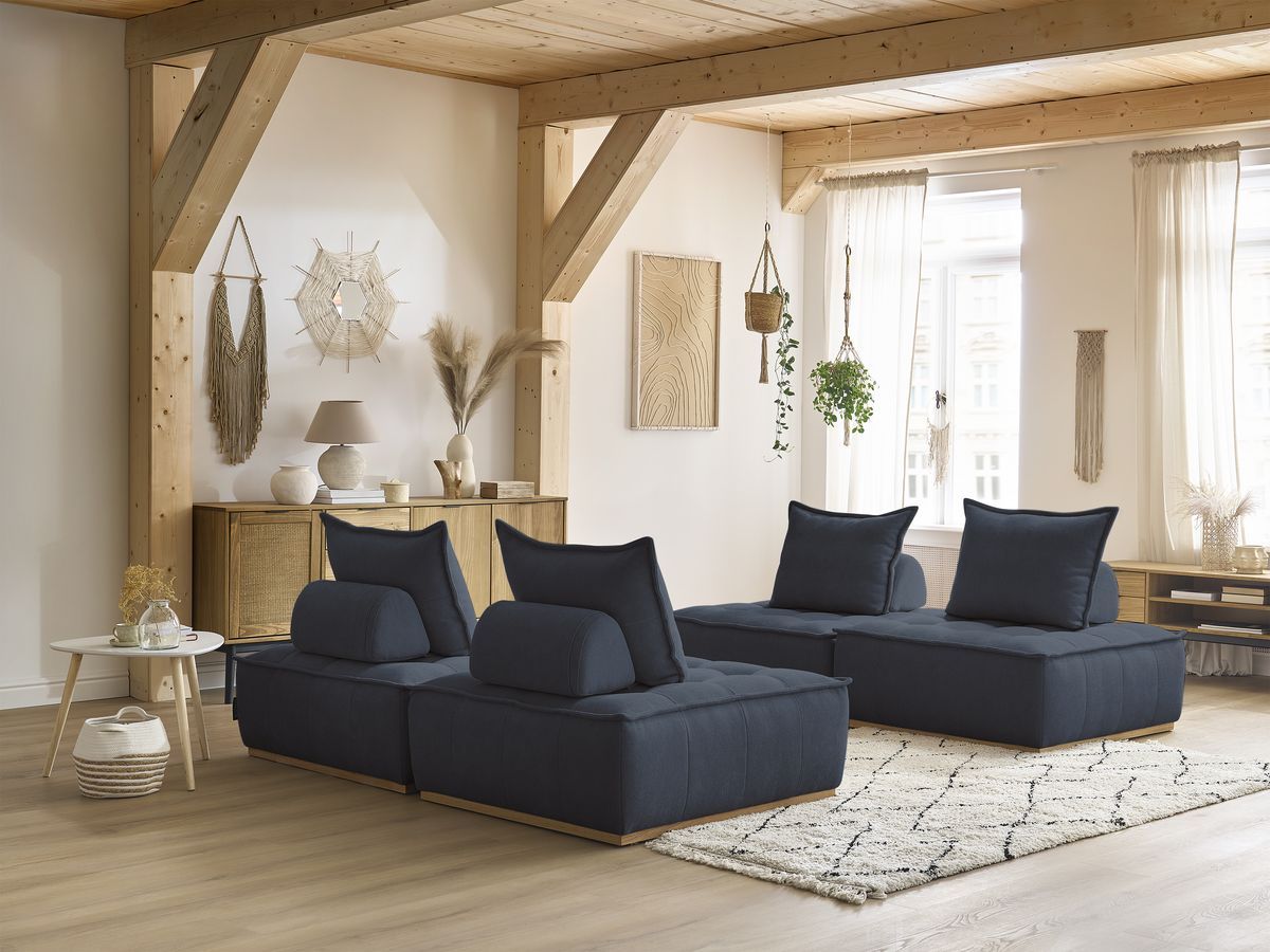 Bobochic Elisa Sofa 4-Sitzer Strukturstoff Dunkelblau