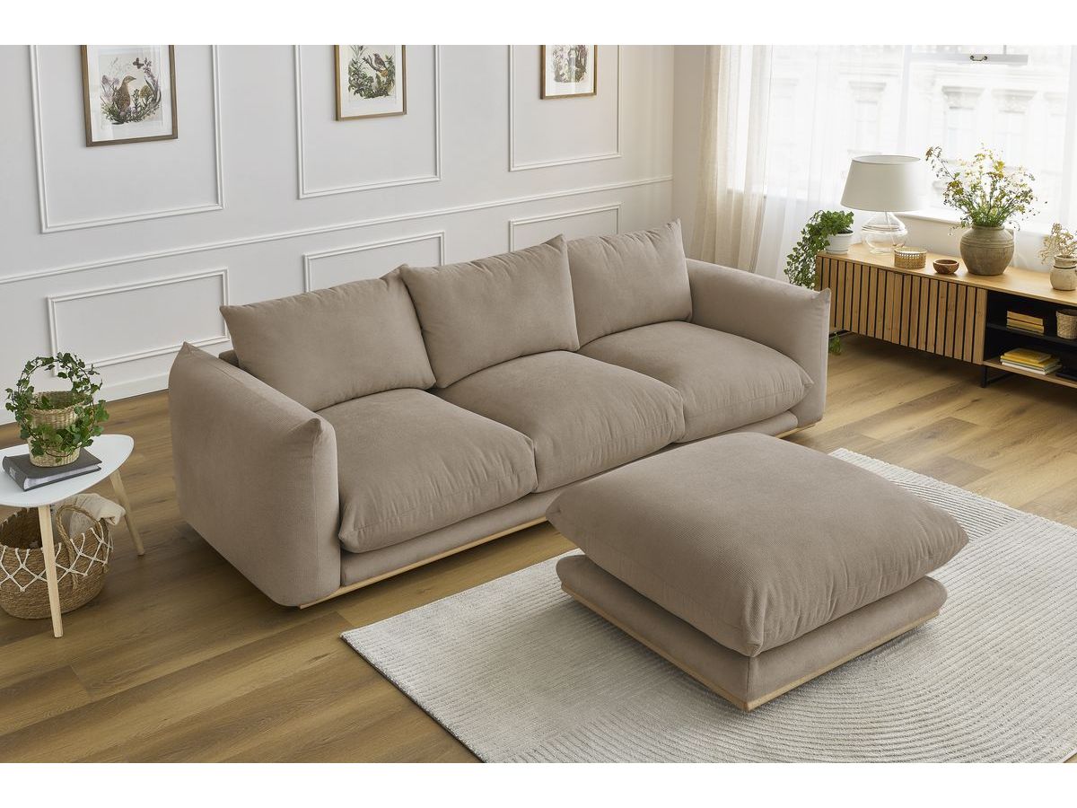 Bobochic Ernest Sofa 4-Sitzer mit Pouf Stoff Taupe