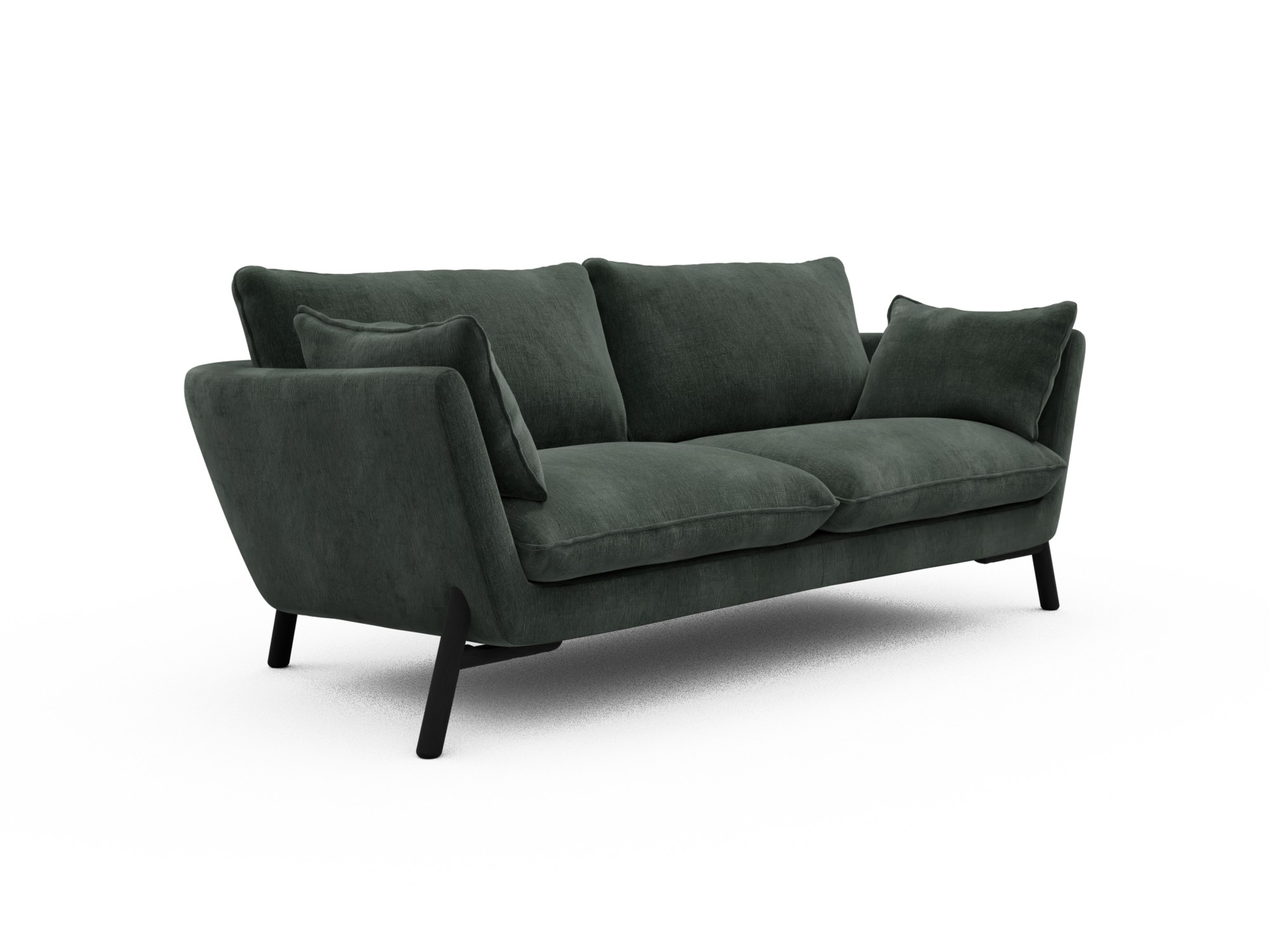 Skandi Home Sofa Emil 2-Sitzer Beinfarbe Eiche Schwarz Smooth-Laurel-Green moebelfaktor