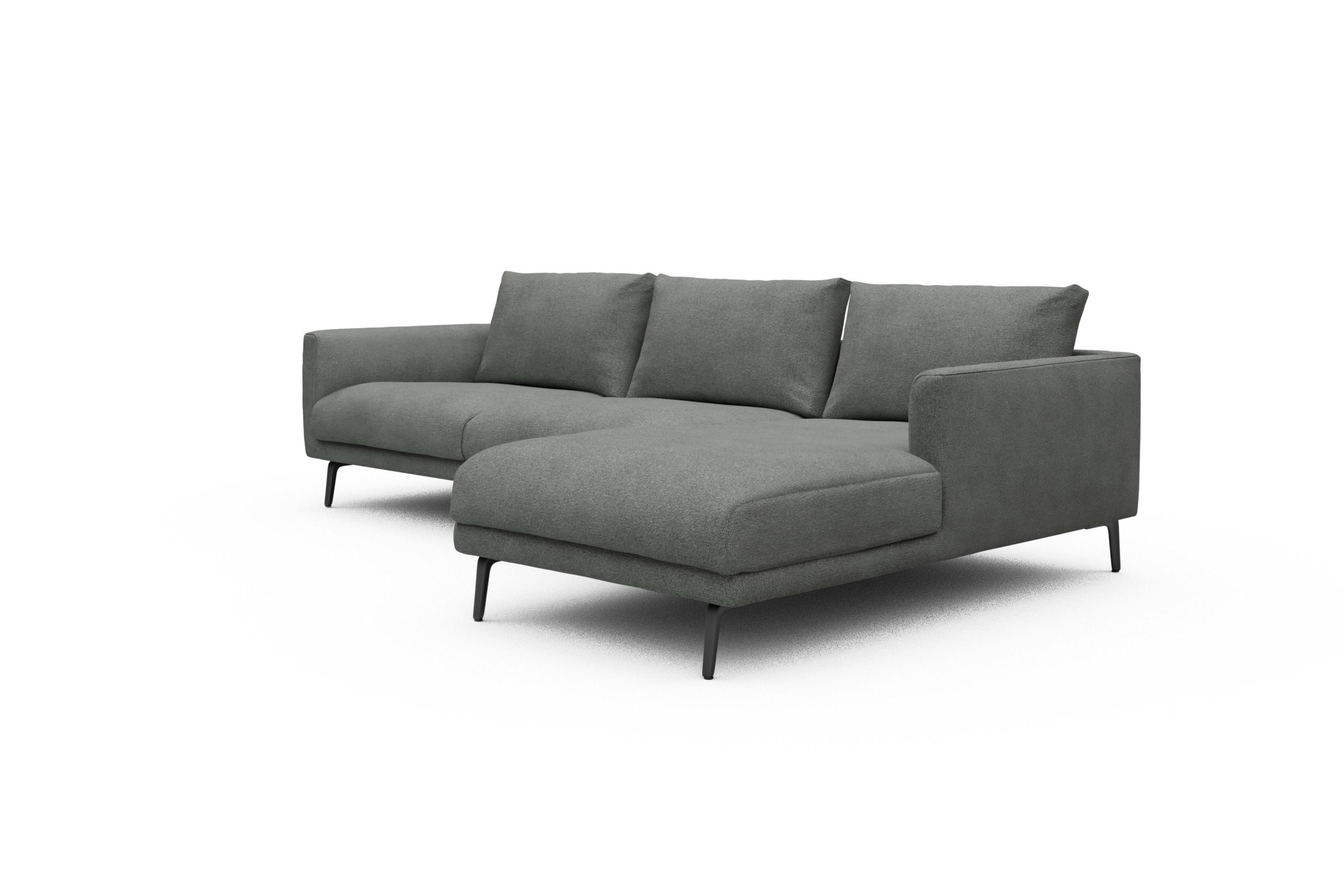 Ecksofa Karl Chaiselongue rechts mit 2,5-Sitzer Boucle-Ash-Grey