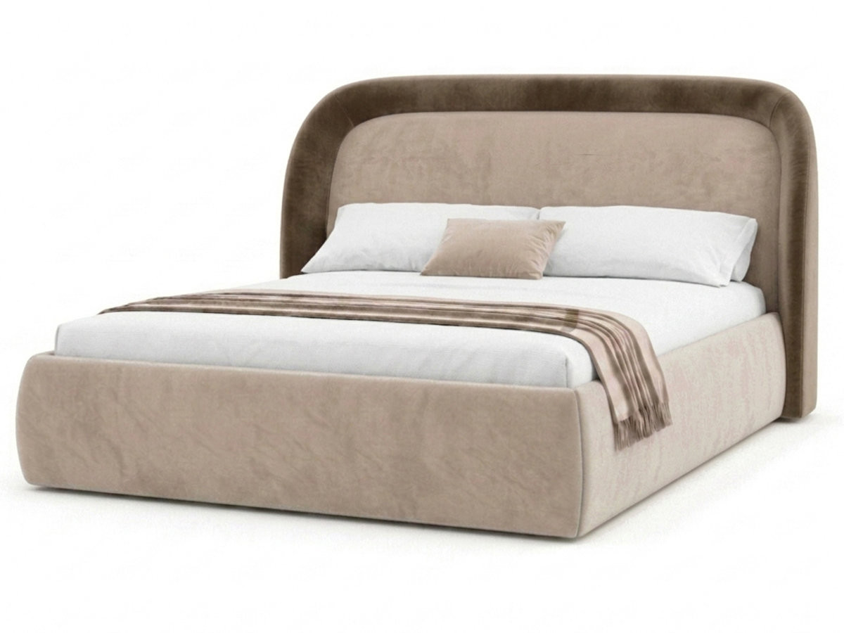 Bobochic Sam Polsterbett mit Bettkasten Samt Taupe, Liegefläche 140 × 190 cm