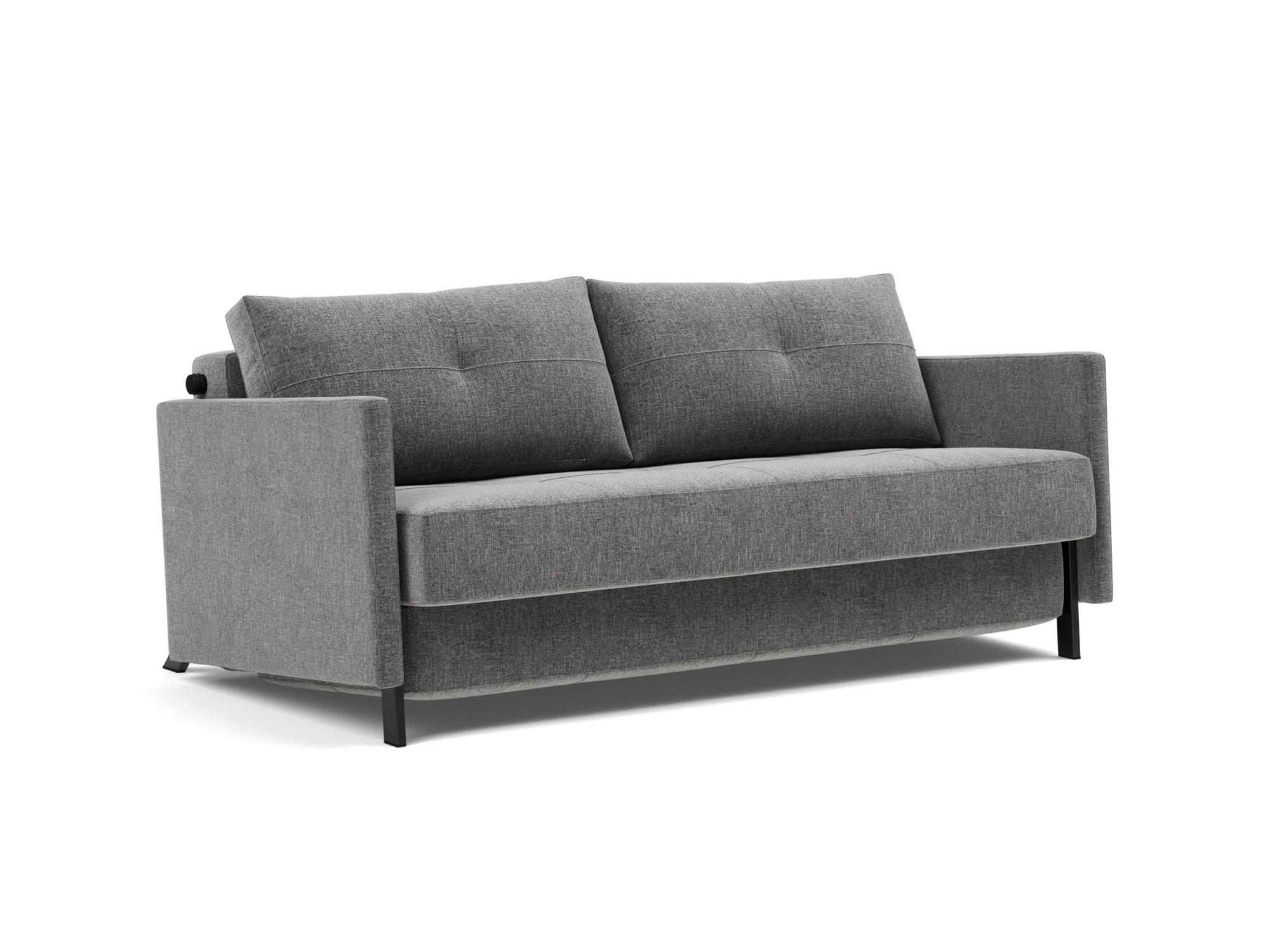 Schlafsofa Cubed mit Armlehnen 160 Strukturierter Stoff Twist 563-Charcoal