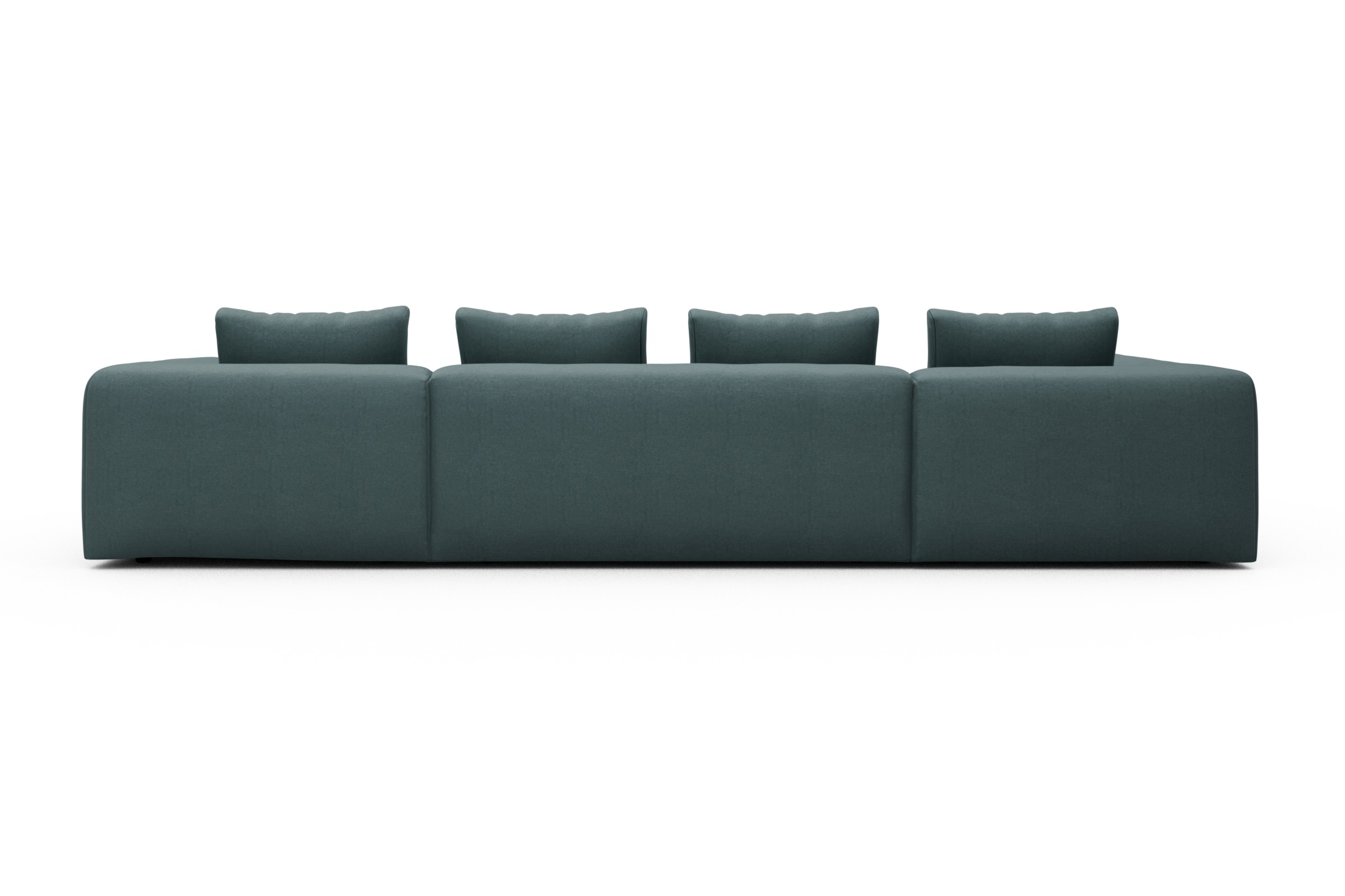 Wohnlandschaft Fred Relax-Ecke links mit 2-Sitzer und Chaiselongue rechts Strukturierter Stoff Satya 442-Washed-Green