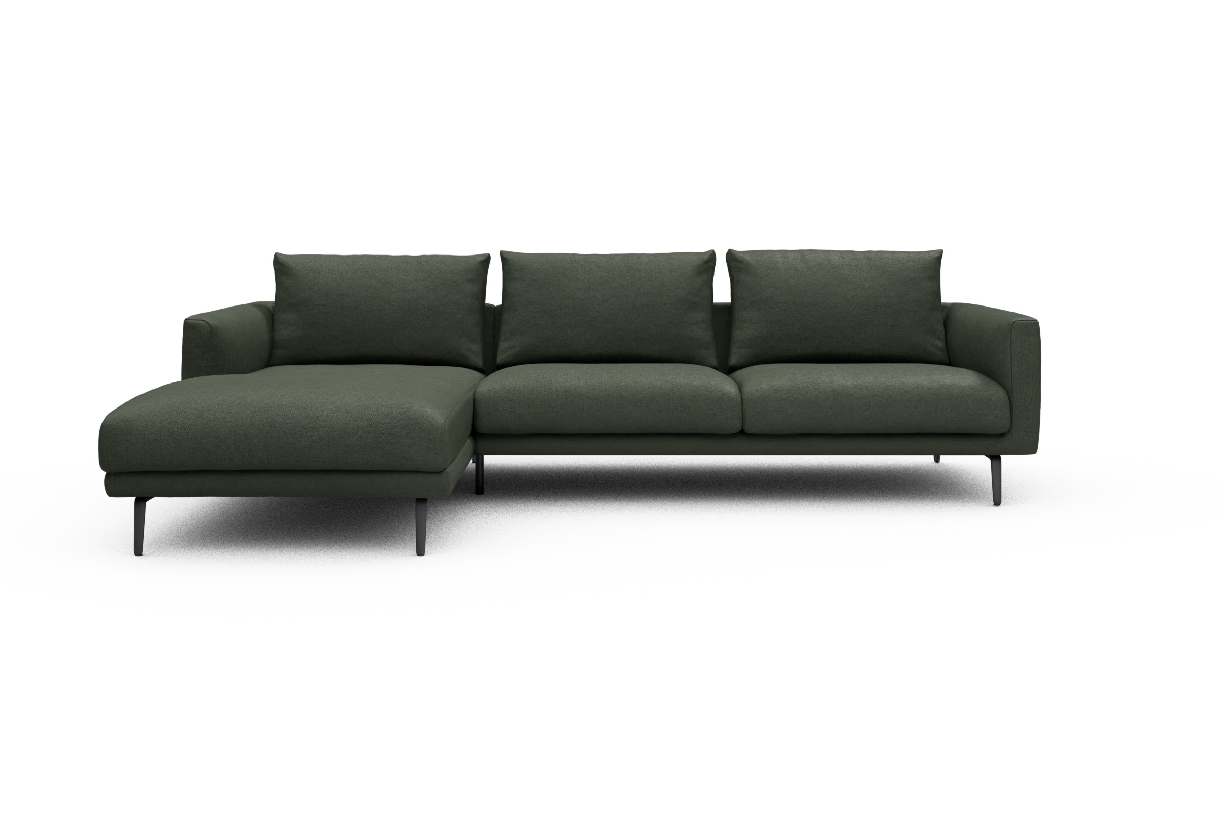 Skandi Home Ecksofa Karl Chaiselongue links mit 2,5-Sitzer Denari-Forest-Green moebelfaktor
