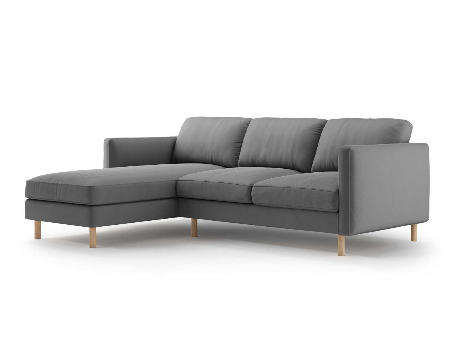 Micadoni Ecksofa Eden Groß 3-Sitzer Links Samt Grau