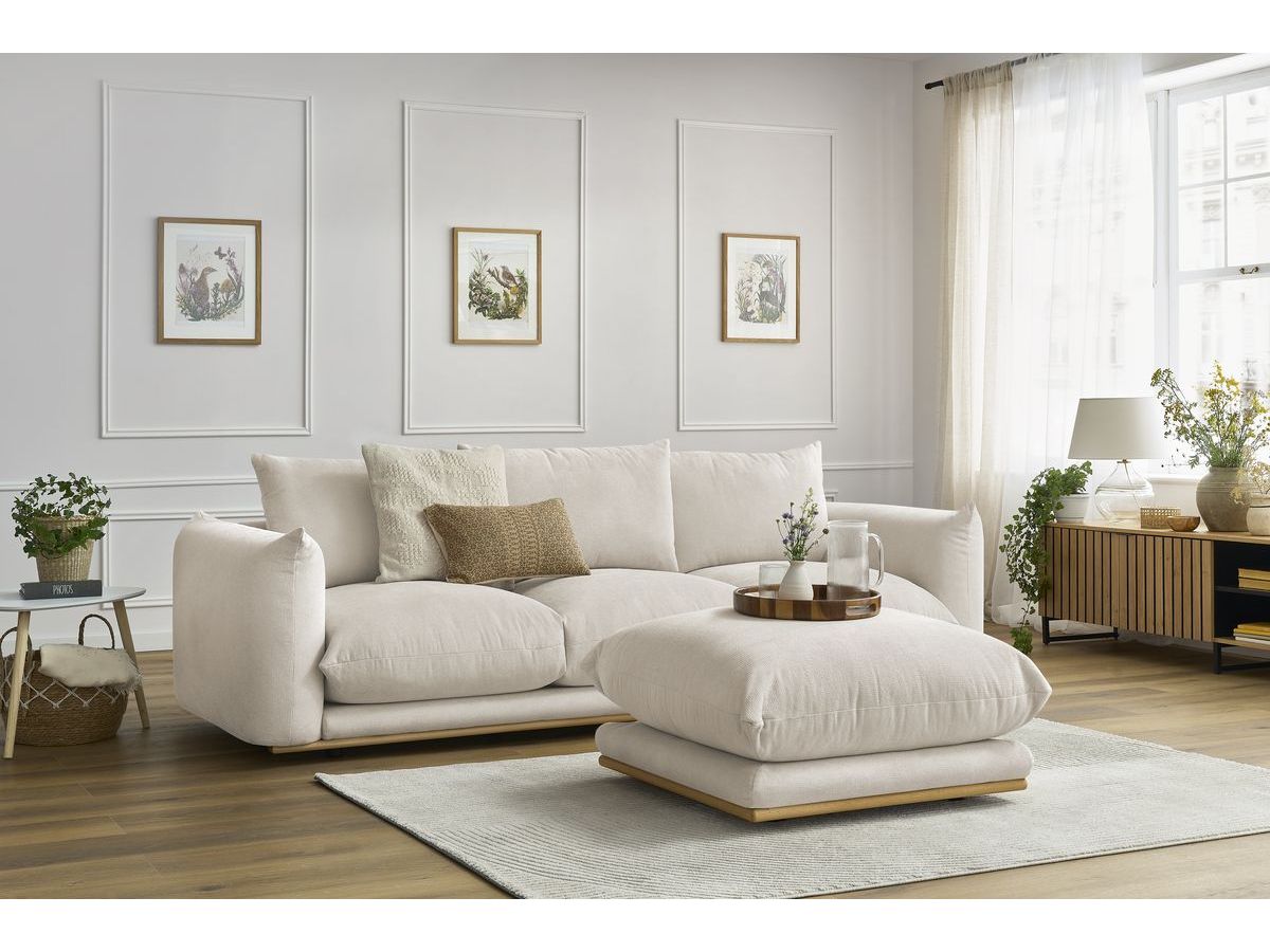 Bobochic Ernest Sofa 4-Sitzer mit Pouf Stoff Beige