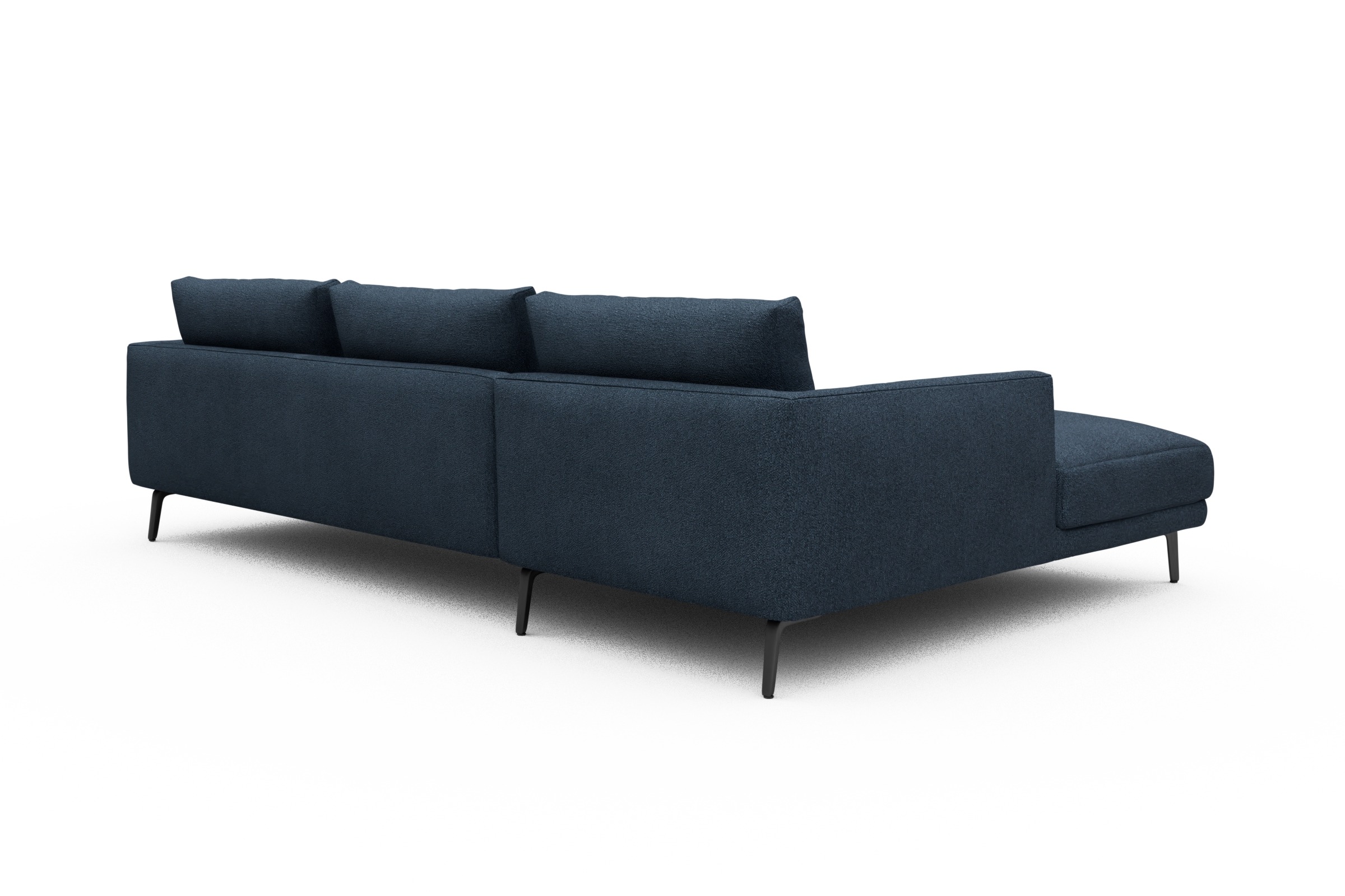 Ecksofa Karl Chaiselongue links mit 2,5-Sitzer Boucle-Blue