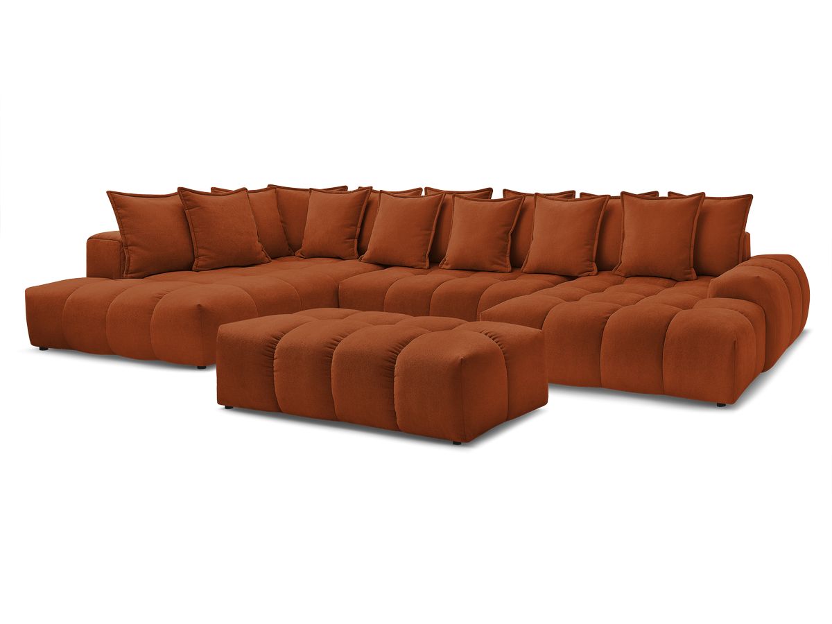 Bobochic Everest Wohnlandschaft mit Pouf, 14 Kissen Strukturstoff Orange Ecke rechts
