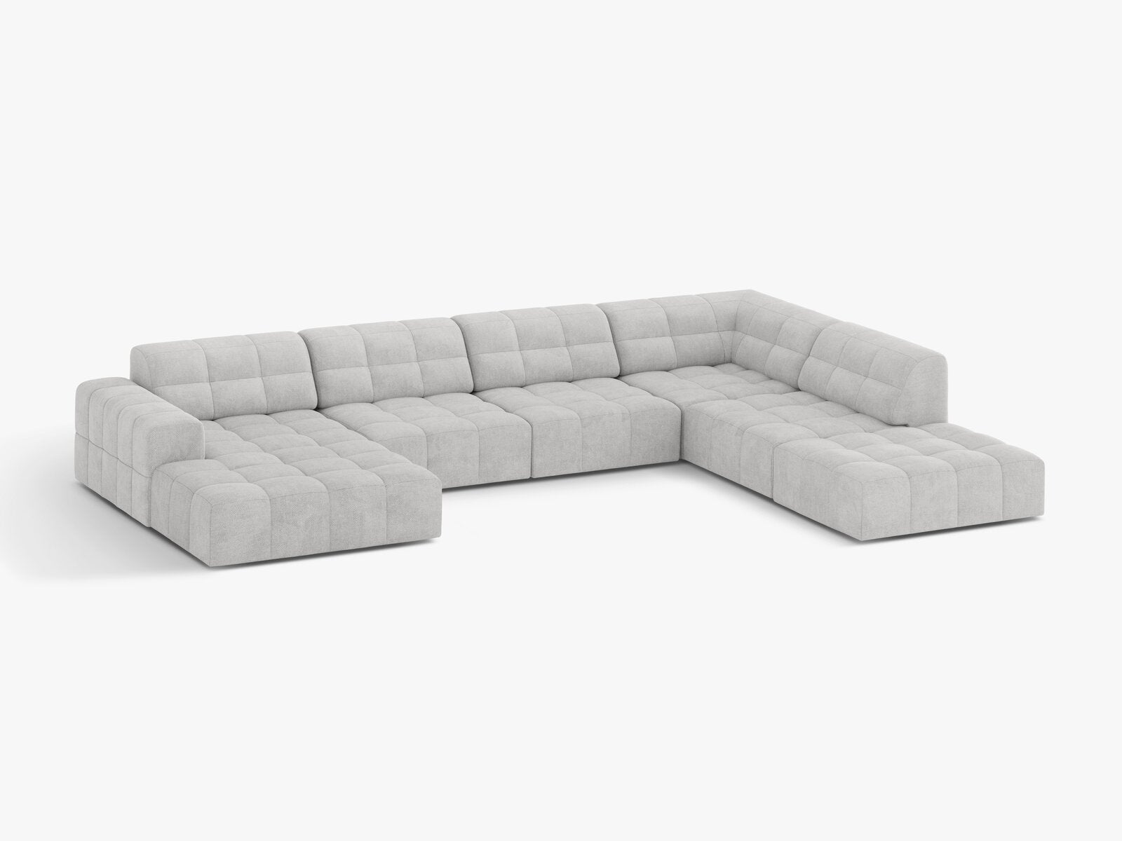 Micadoni Panorama Ecksofa Jennifer 7-Sitzer Rechts Chenille Eden Silber