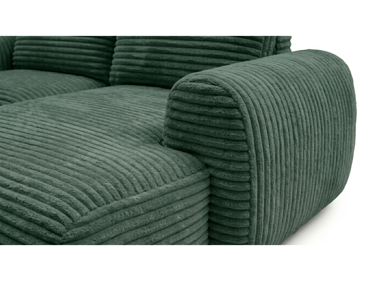 Bobochic Lucien Ecksofa mit Schlaffunktion und Bettkasten Breitcord weich Grün Ecke rechts