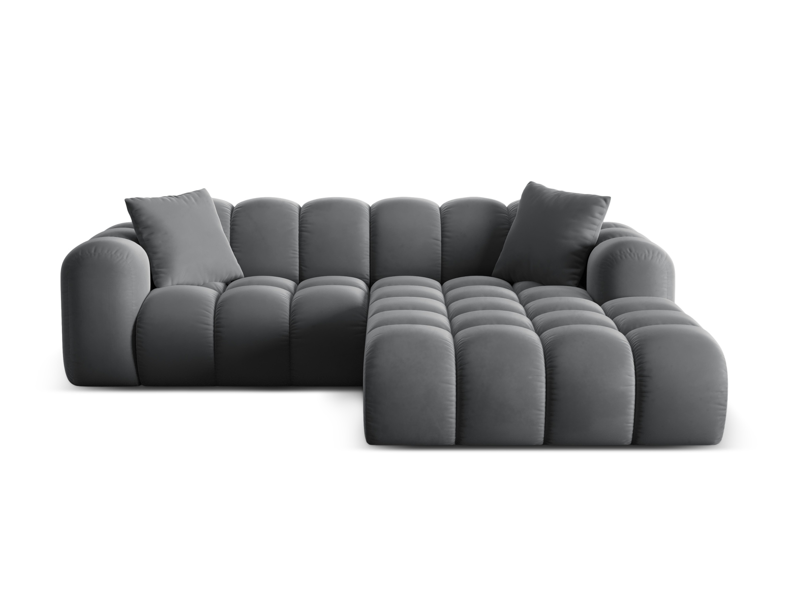 Cosmopolitan Design Ecksofa Treno 3-Sitzer Samt Bluvel Grau Rechts