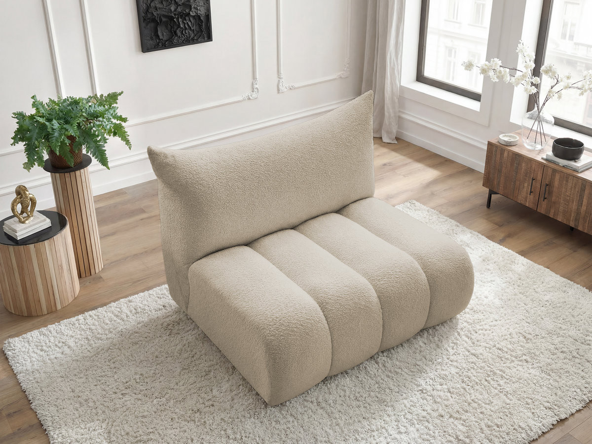 Bobochic Azra Sofamodul 2-Sitzer 120 × 112 cm Bouclé-Stoff Beige