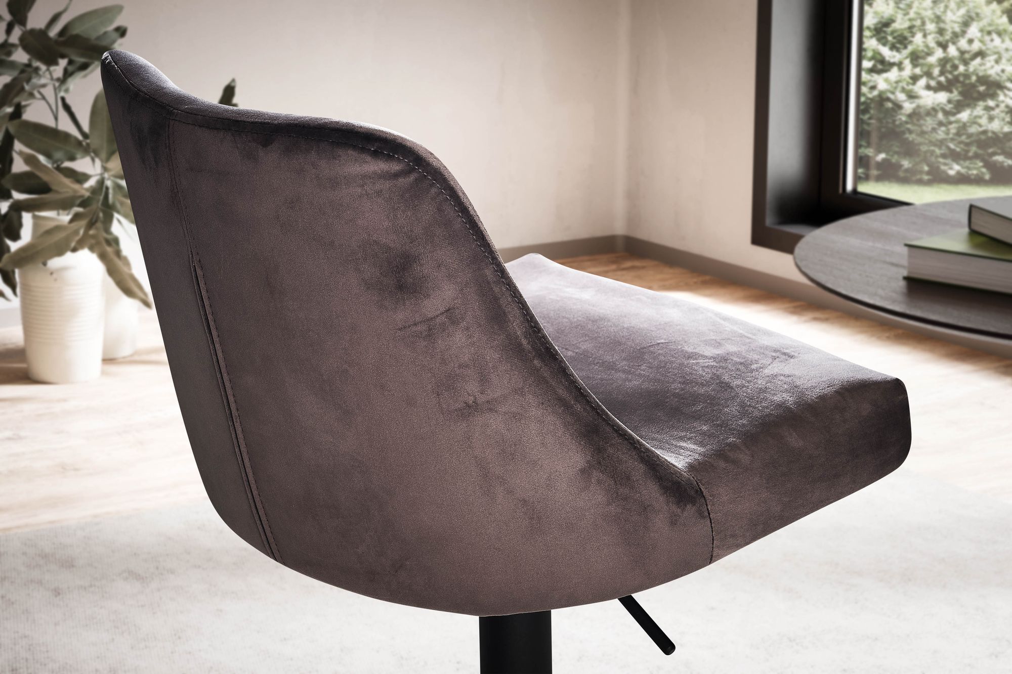 Barhocker Rypefjord Samt Grau Tiefe 51 cm