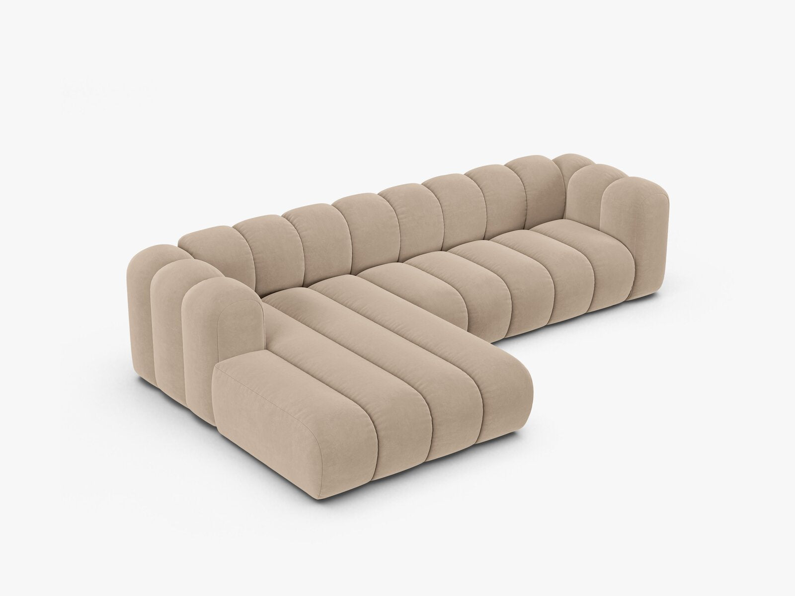 Micadoni Modulares Ecksofa Lupine 4-Sitzer Links Samt Venus Beige