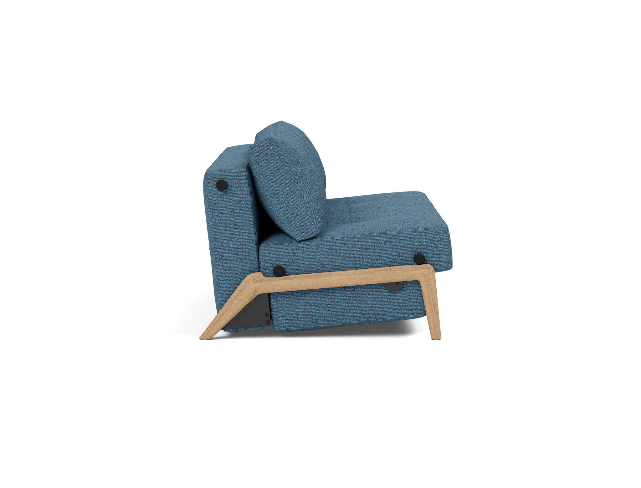 Schlafsofa Cubed 140 Strukturierter Stoff Weda 302-Weda-Blue Beine Eiche