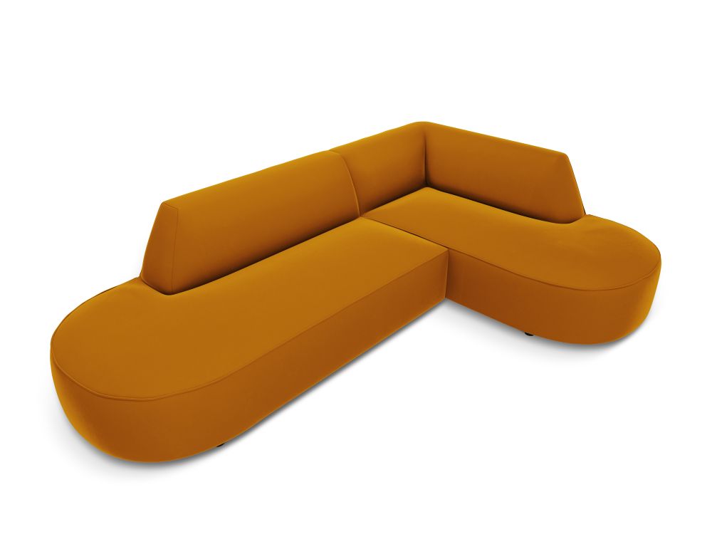 Cosmopolitan Design Ecksofa Siena 4-Sitzer abgerundet offen Samt Salvador Gelb Rechts