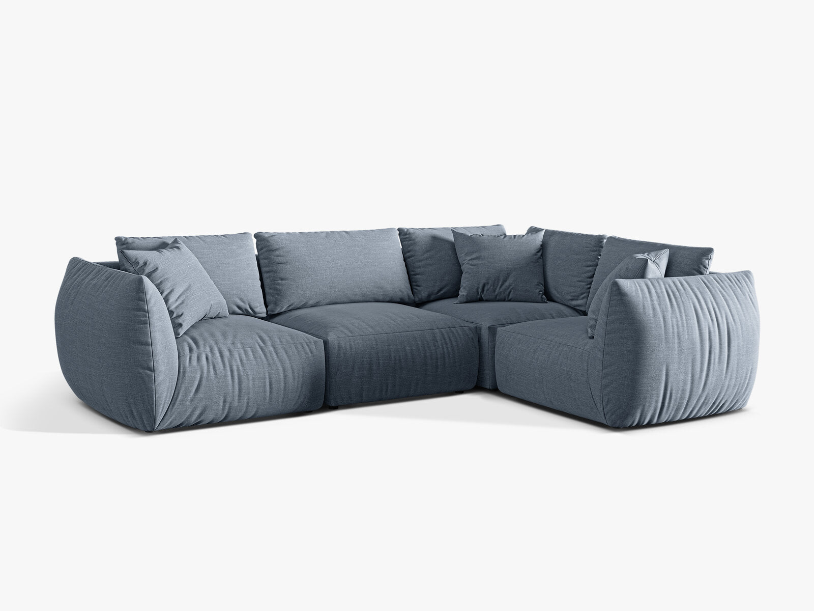 Micadoni Ecksofa Chris 4-Sitzer Rechts Strukturierter Stoff Gedämpftes Blau