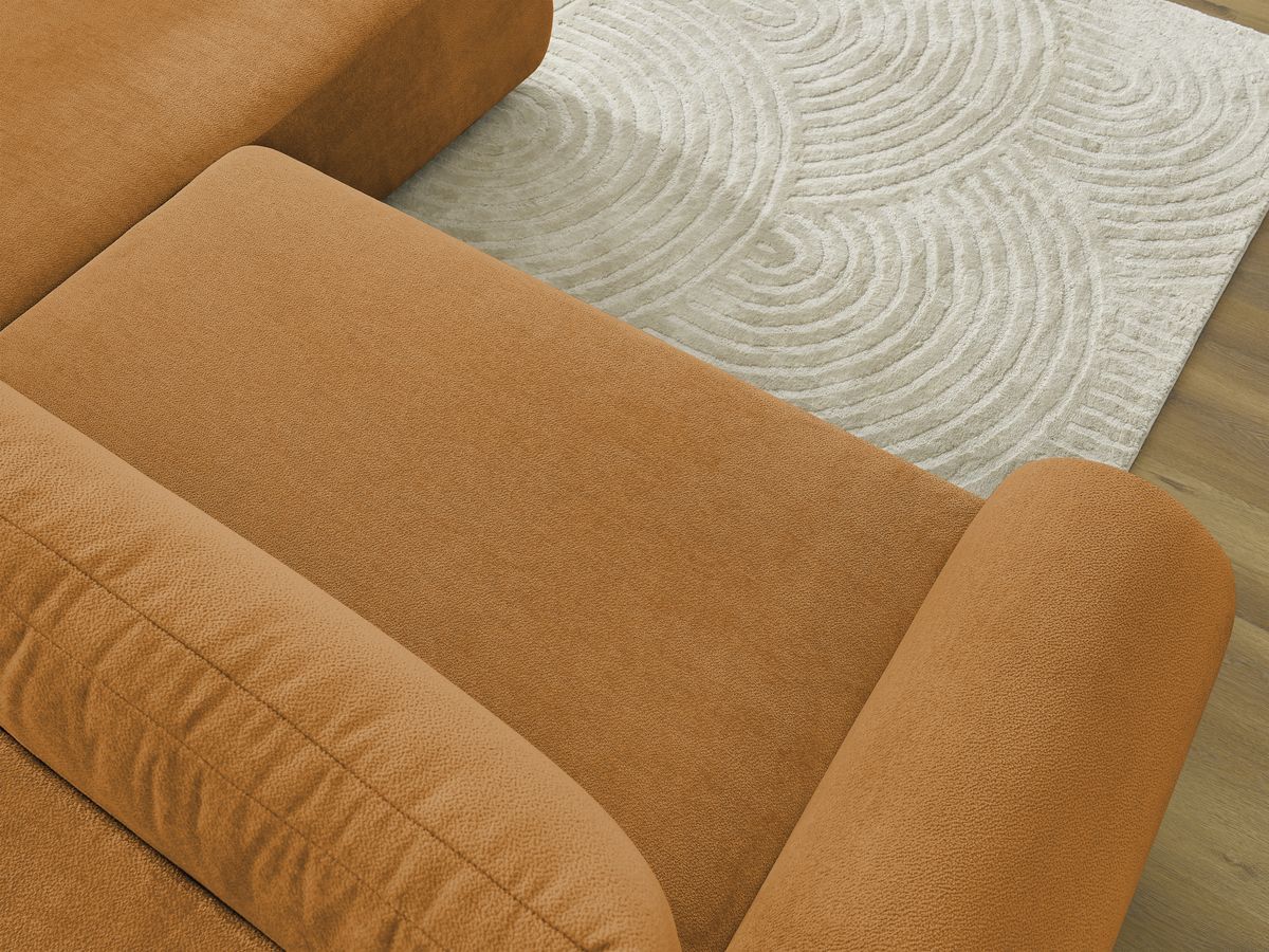 Bobochic Lucien Ecksofa mit Schlaffunktion und Bettkasten 296 × 198 cm Stoff Gelb Ecke rechts