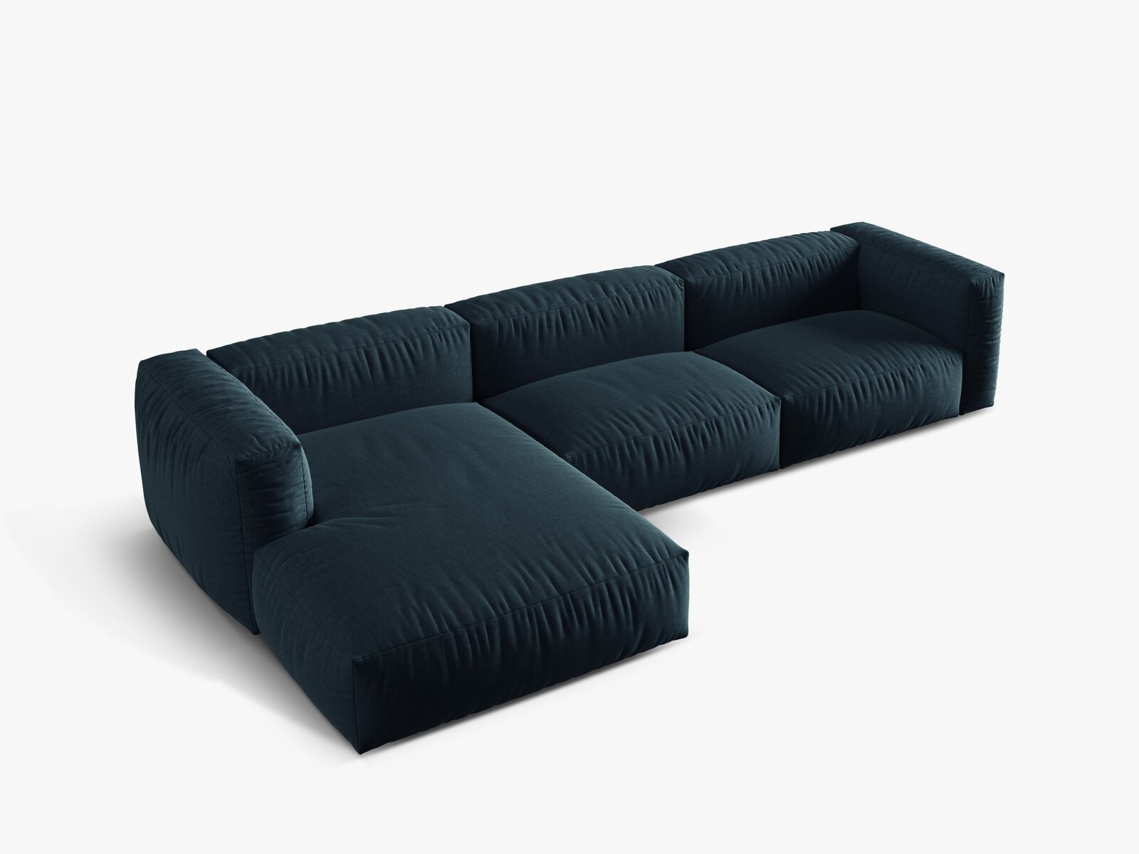 Micadoni Ecksofa Martina 3-Sitzer Links Strukturierter Stoff Boston Jeansblau