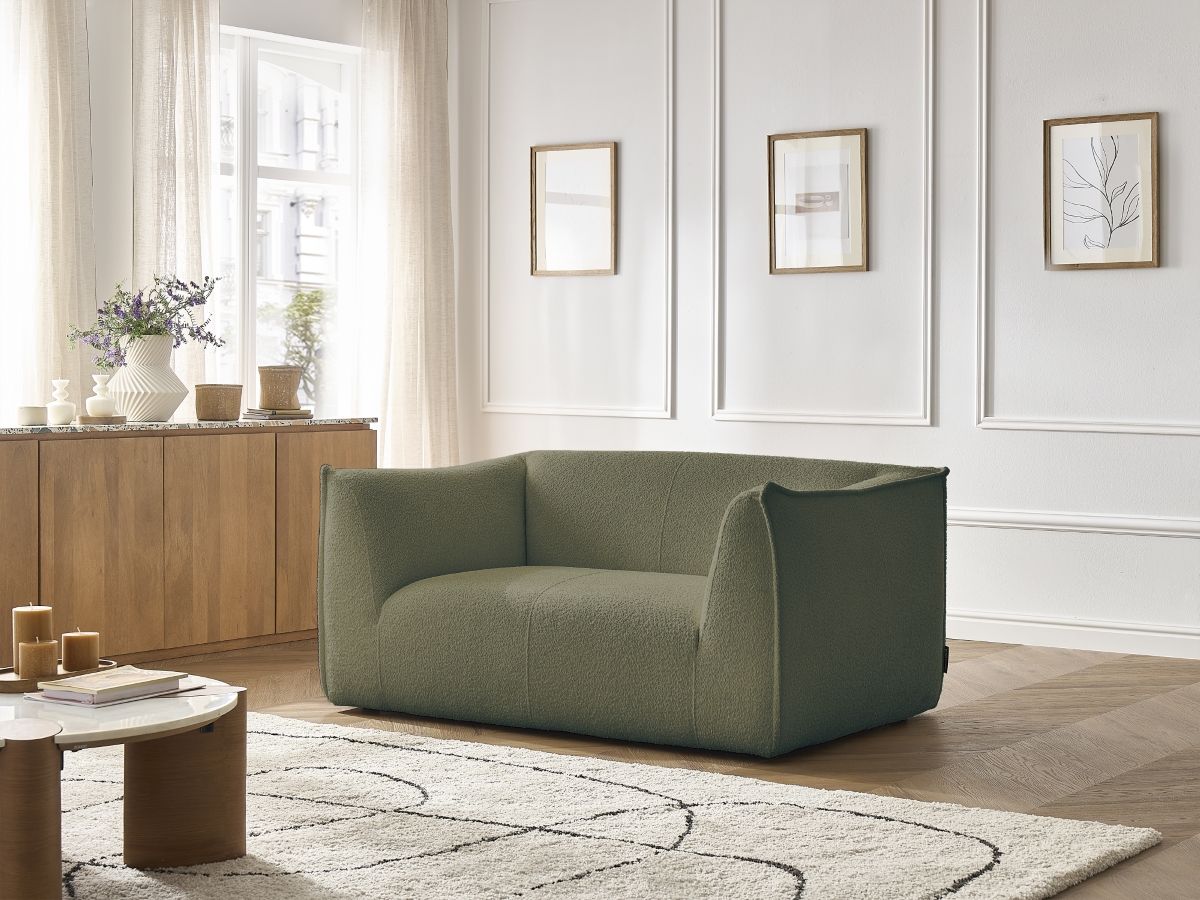 Bobochic Giorgia Sofa 2-Sitzer Bouclé-Stoff Grün