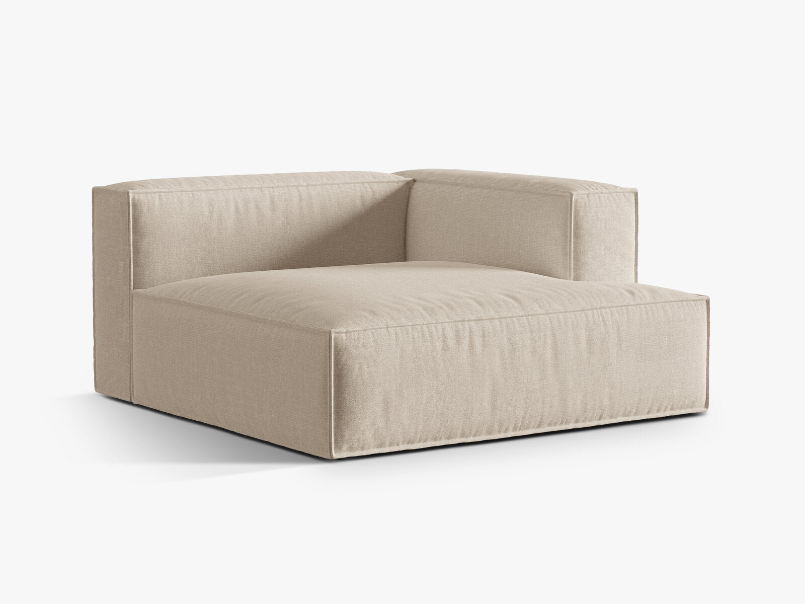 Micadoni Recamiere Nuria Groß 1-Sitzer Rechts Strukturierter Stoff Beige