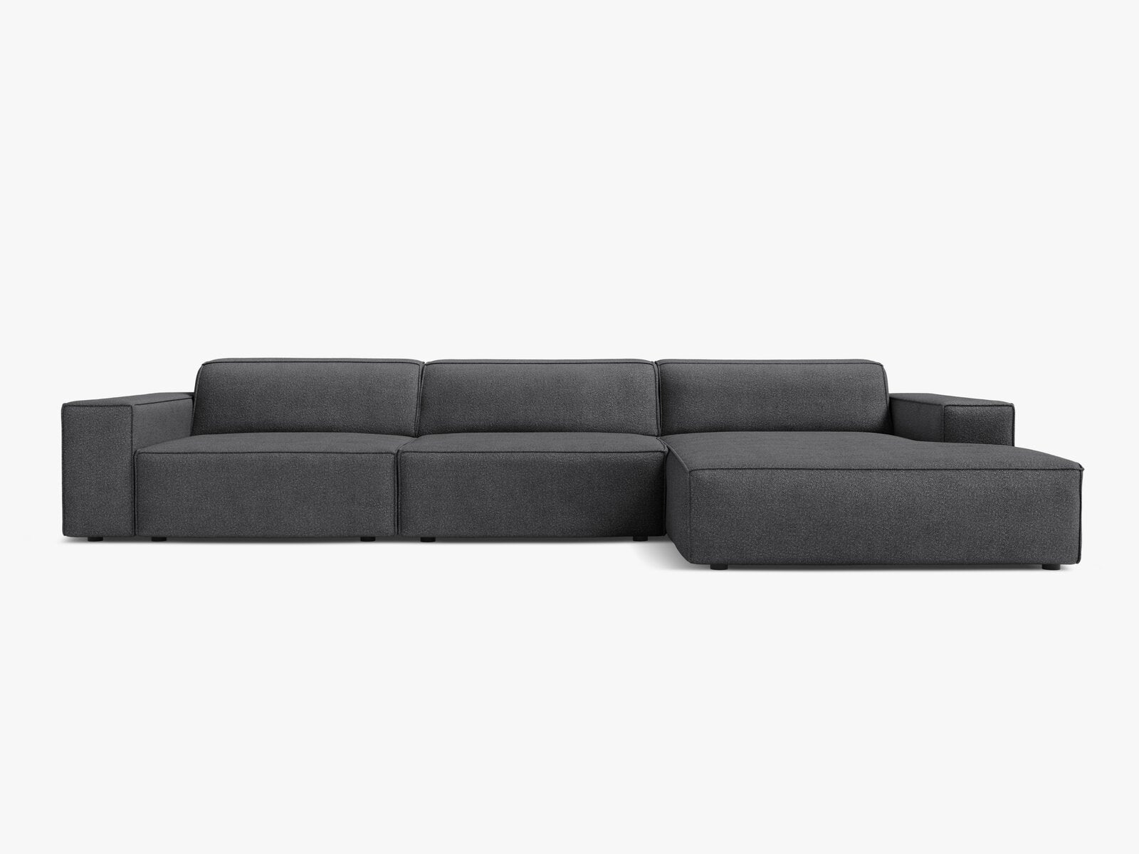 Micadoni Ecksofa Jodie 4-Sitzer Rechts Boucle Baloo Dunkelgrau