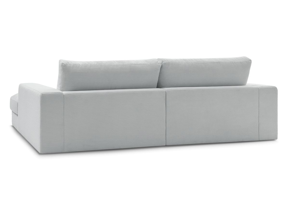 Bobochic Leonard Ecksofa mit Pouf 234 × 159 cm Cordsamt Hellgrau Ecke links
